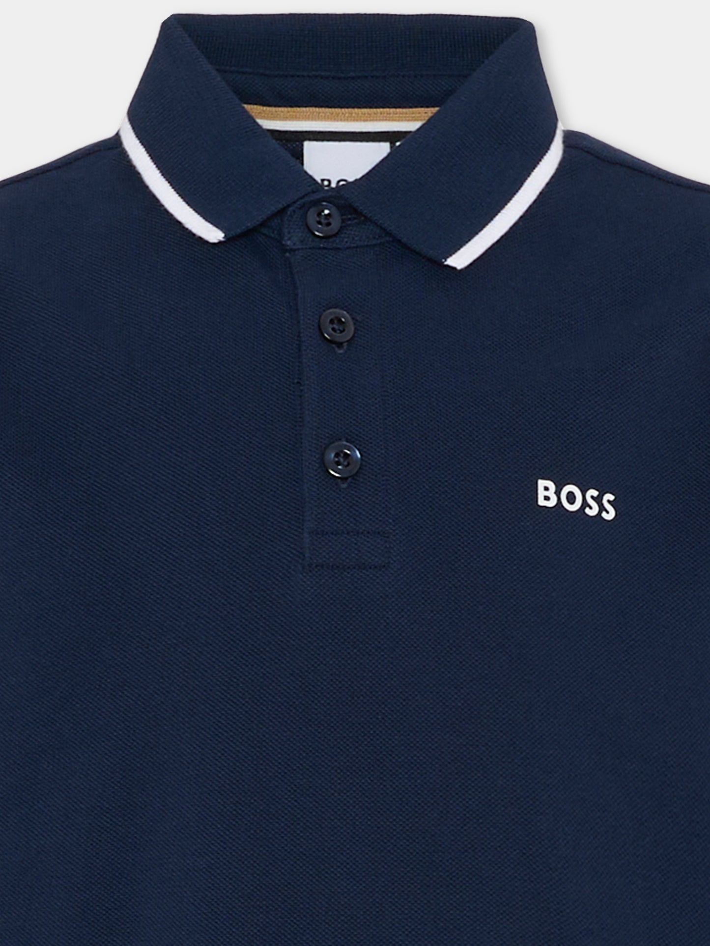 Polo blu per bambino con logo,Boss,J52330 849
