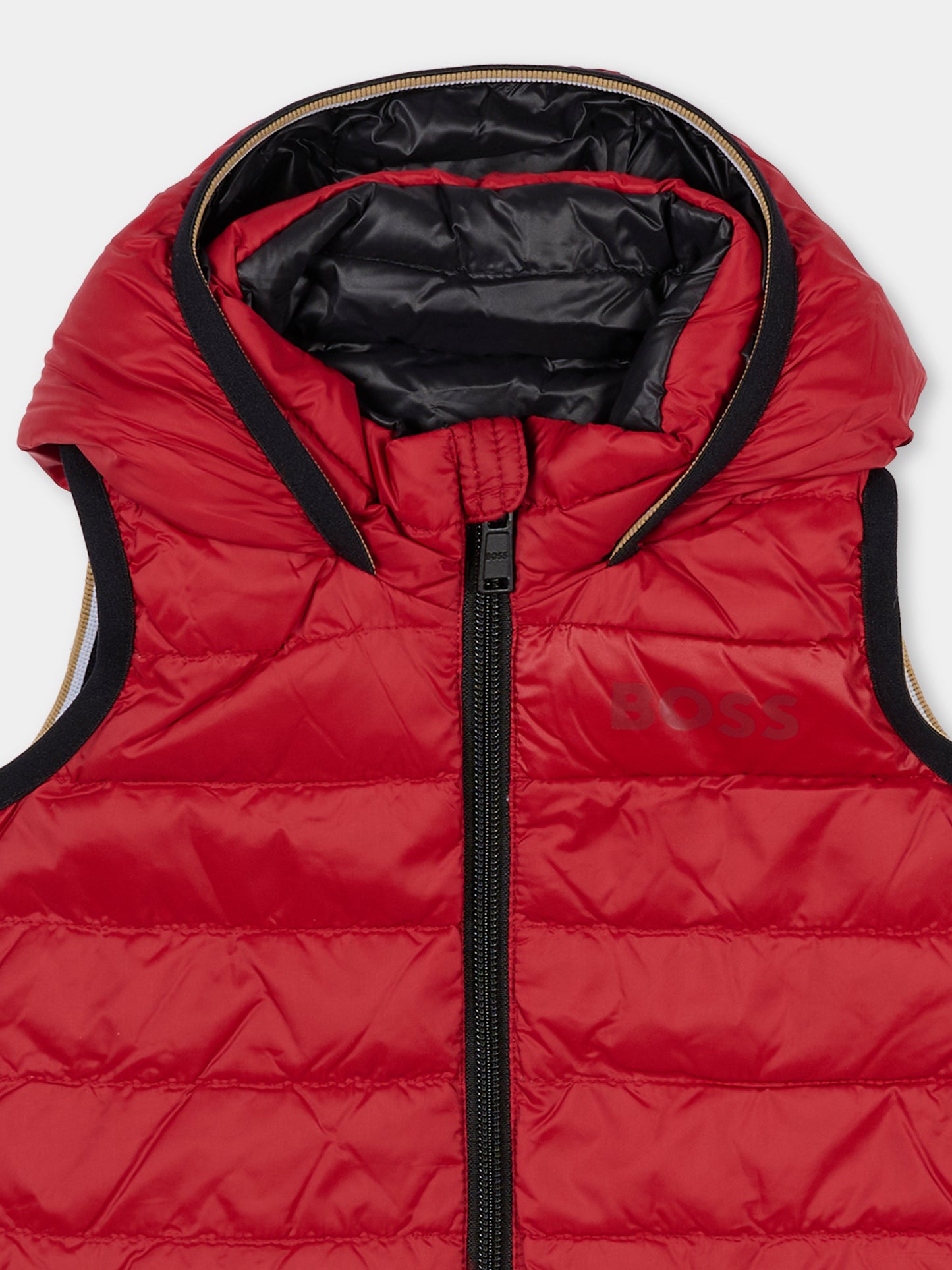 Gilet reversibile rosso per neonato con logo,Boss,J52474 96D
