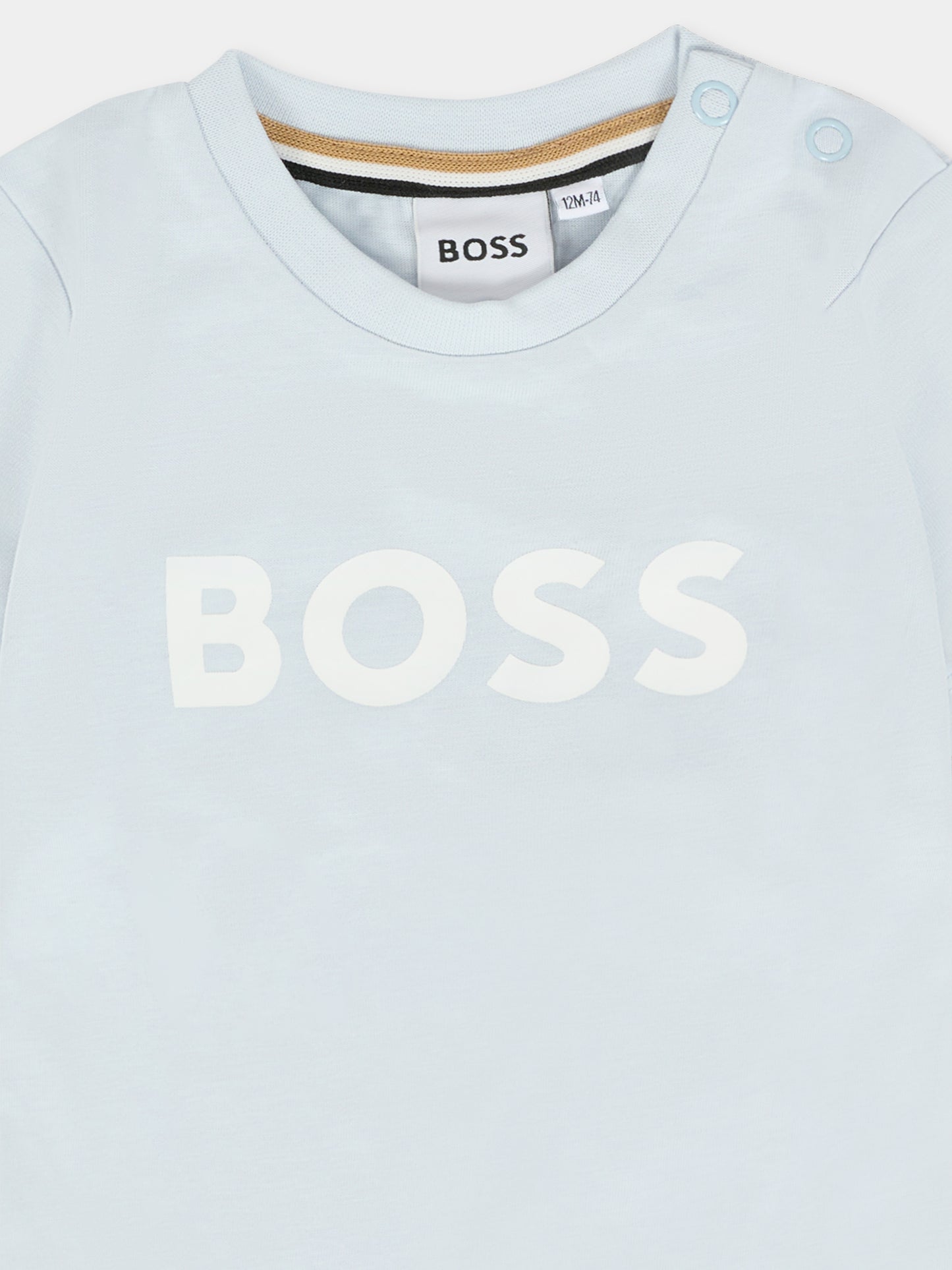 T-shirt celeste per neonato con logo,Boss,J52712 791