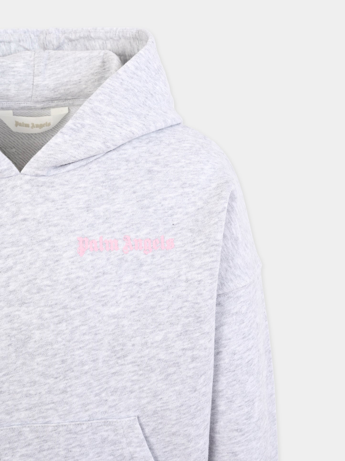 Felpa grigia per bambina con logo,Palm Angels,PGBB014C99FLE002083B