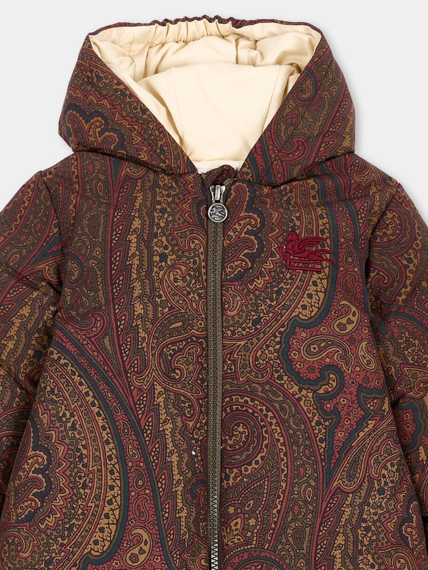 Piumino marrone per neonati con stampa paisley,Etro,GX2520 N0378 320MC