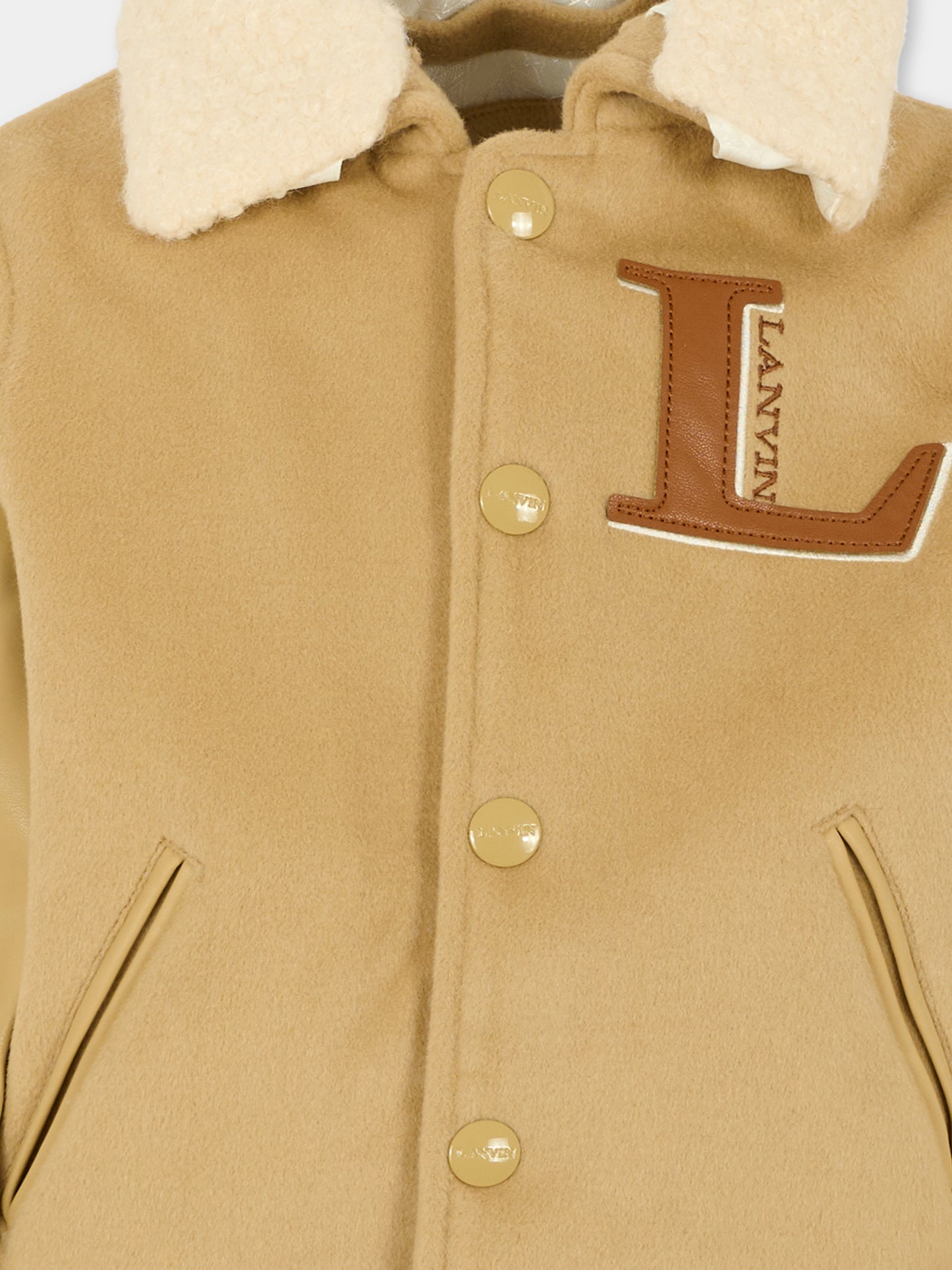 Bomber beige per bambino con logo,Lanvin Petite,N30307 276