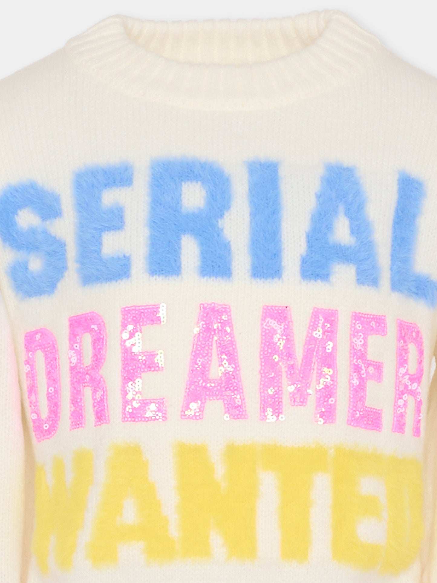 Maglione avorio per bambina con scritta,Billieblush,U21386 121