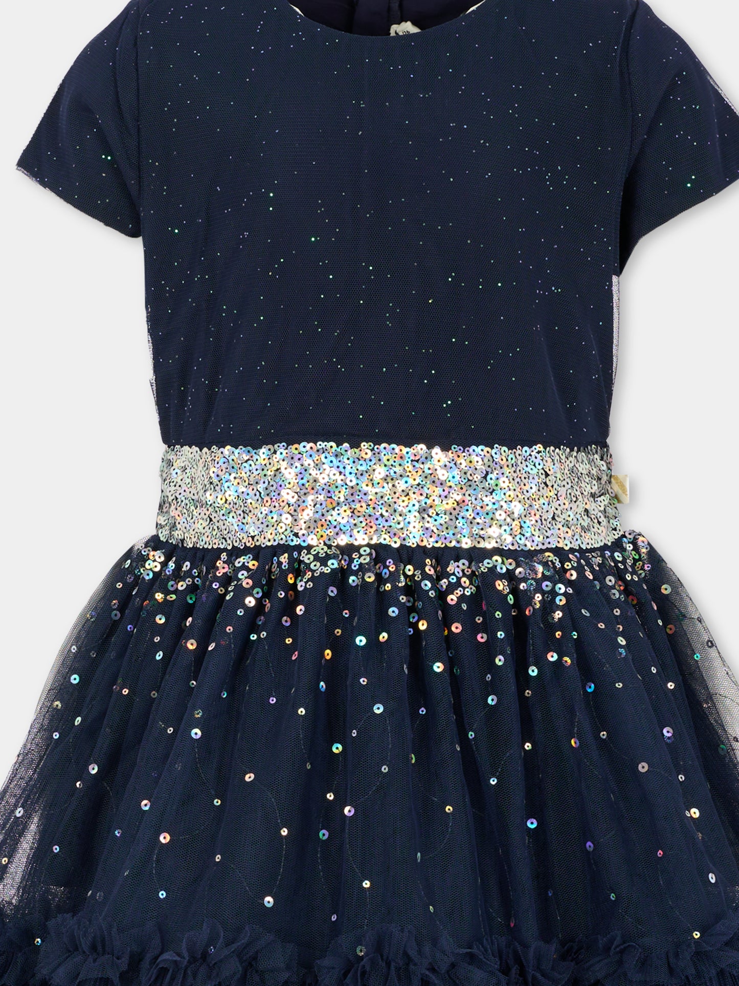 Vestito blu per bambina con paillettes,Billieblush,U21564 85T