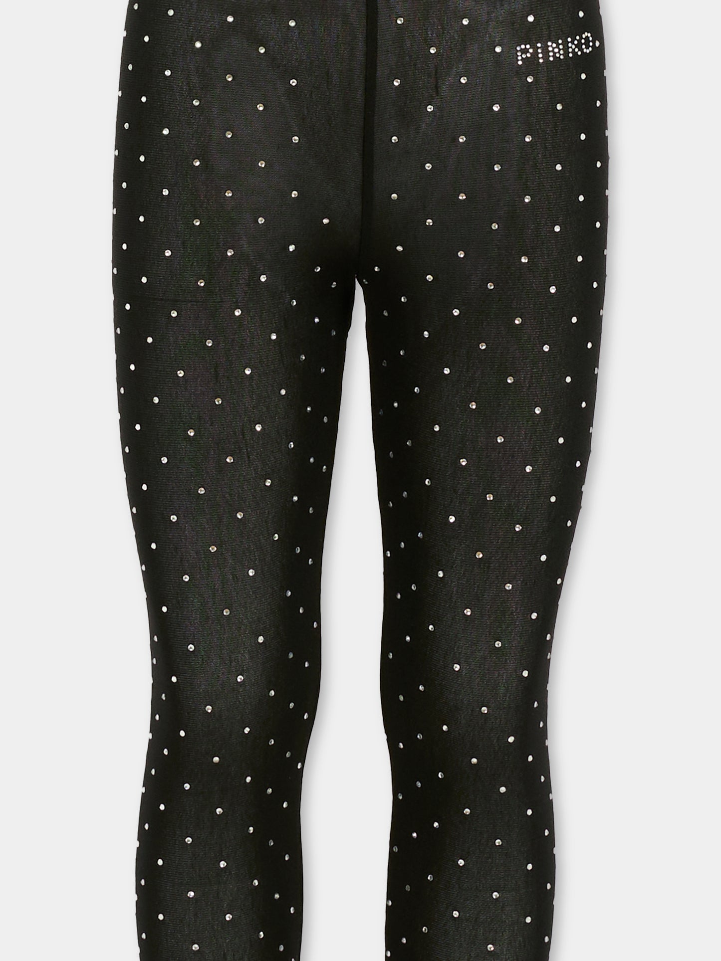 Black leggings for girl with rhinestones