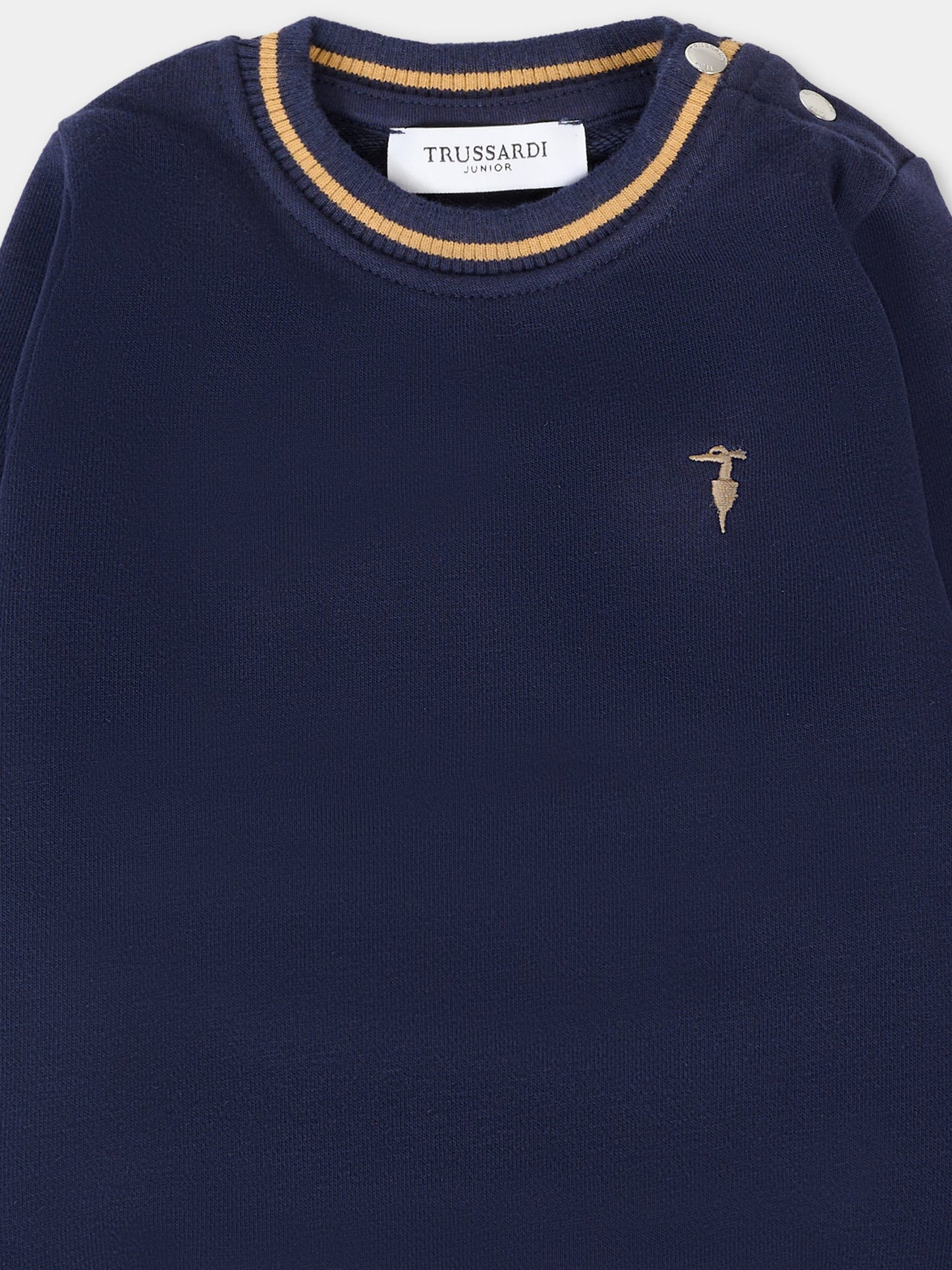 Felpa blu per neonato con logo ricamato,Trussardi Junior,TIA25080FE PEACOAT