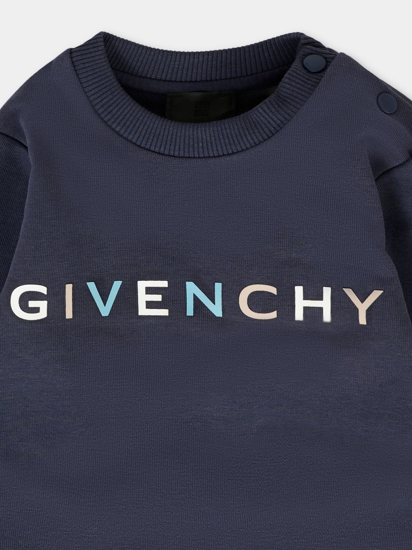 Felpa blu per neonato con logo,Givenchy Kids,H30884 853