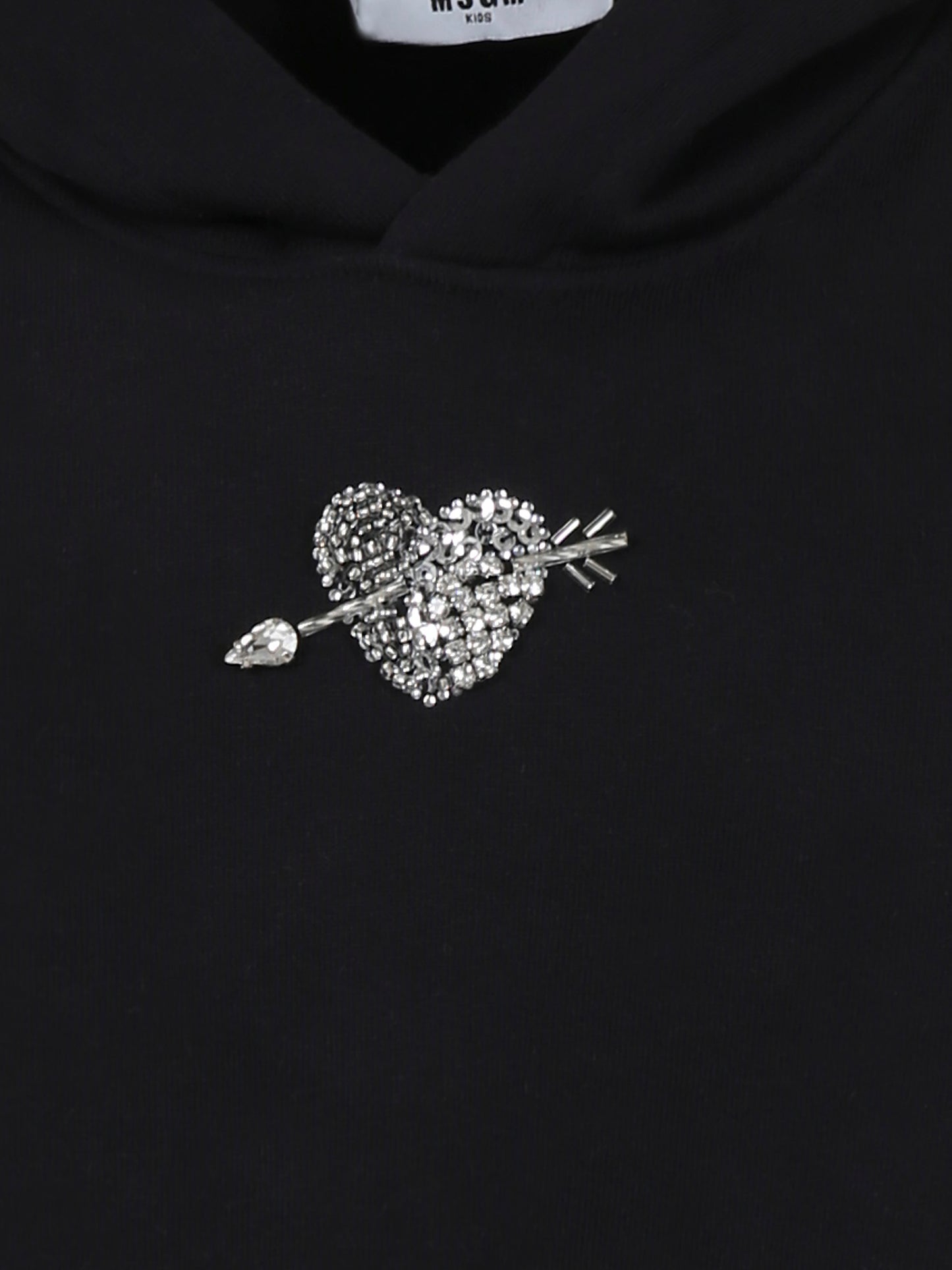 Felpa crop nera per bambina con logo e cuore,Msgm Kids,F4MSJGHS129 110