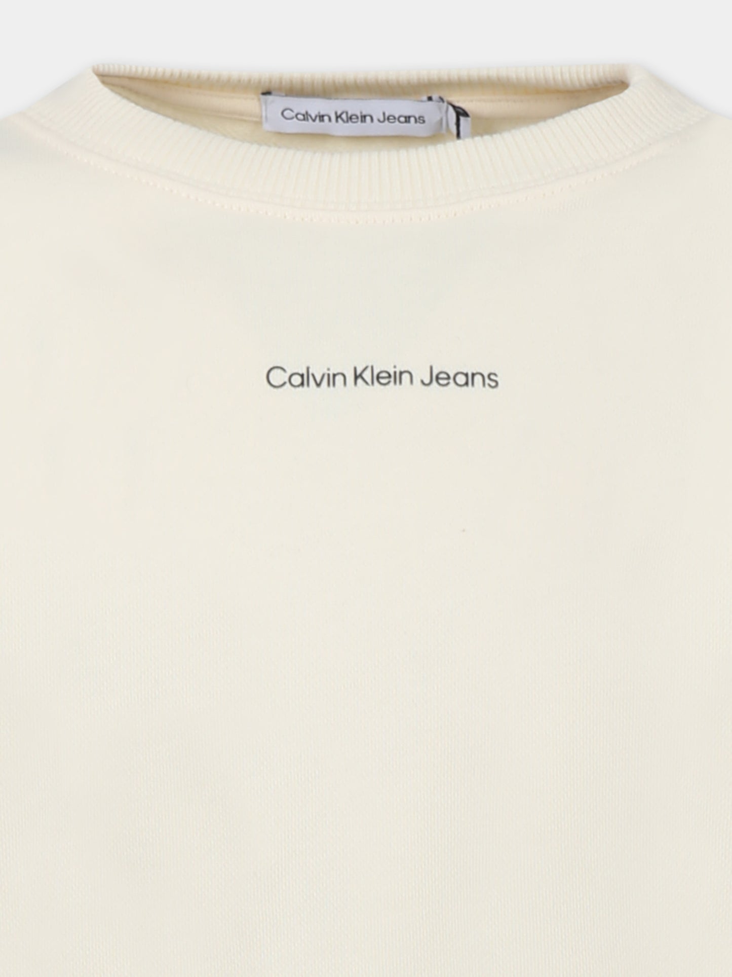 Felpa beige per bambino con logo,Calvin Klein Kids,IB0IB02258 YAB