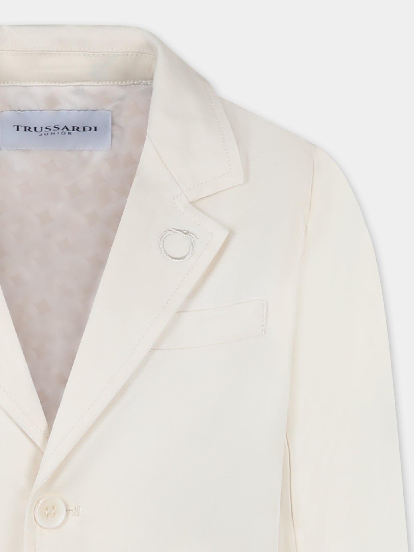 Giacca avorio per bambino con logo,Trussardi Junior,TBP25089GC BUTTER
