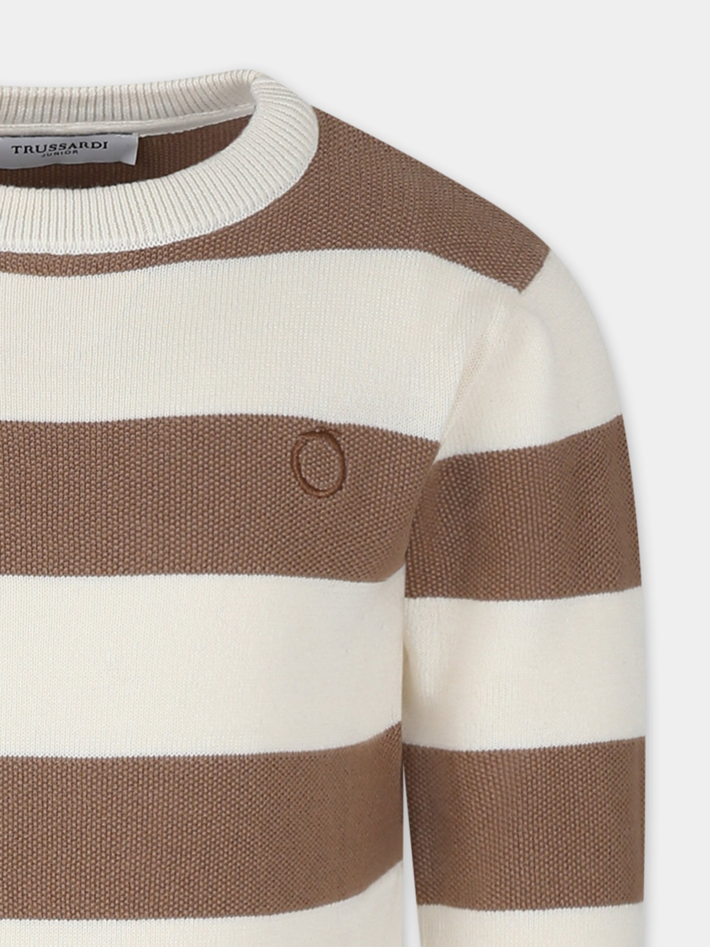 Maglione avorio per bambino con logo,Trussardi Junior,TBP25090MA BUTTER