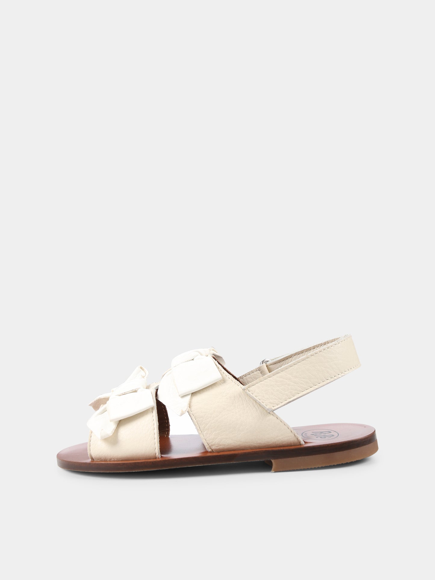 Sandali avorio per bambina con fiocchi,Pèpè,01232 2F VLC SOUFSC MILK