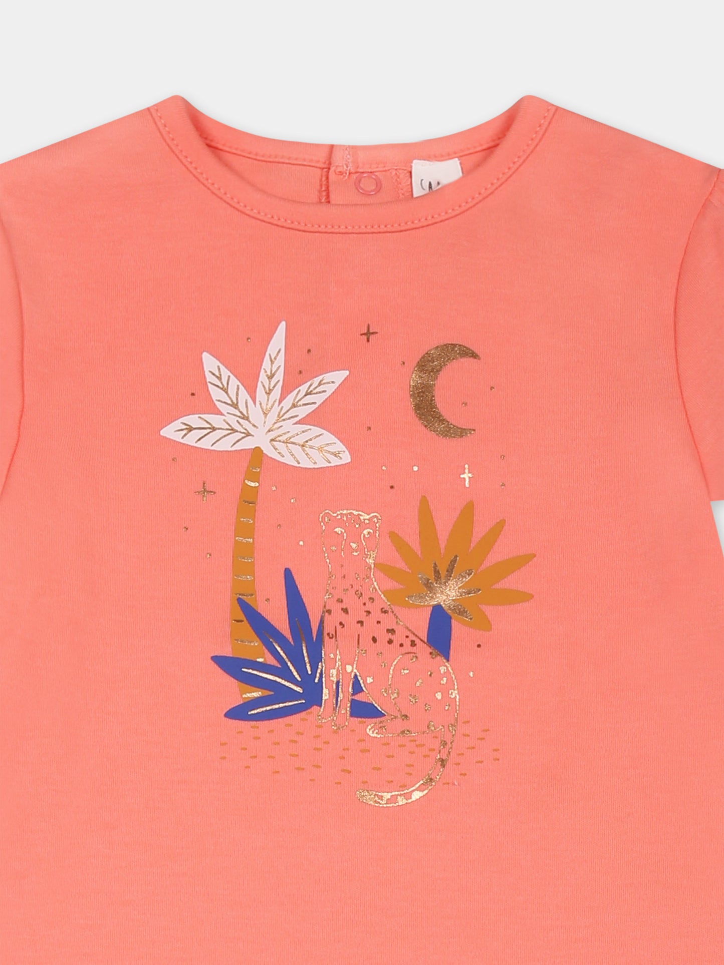 Completo rosa per neonata con stampa leopardo,Carrement Beau,Y30079 43B