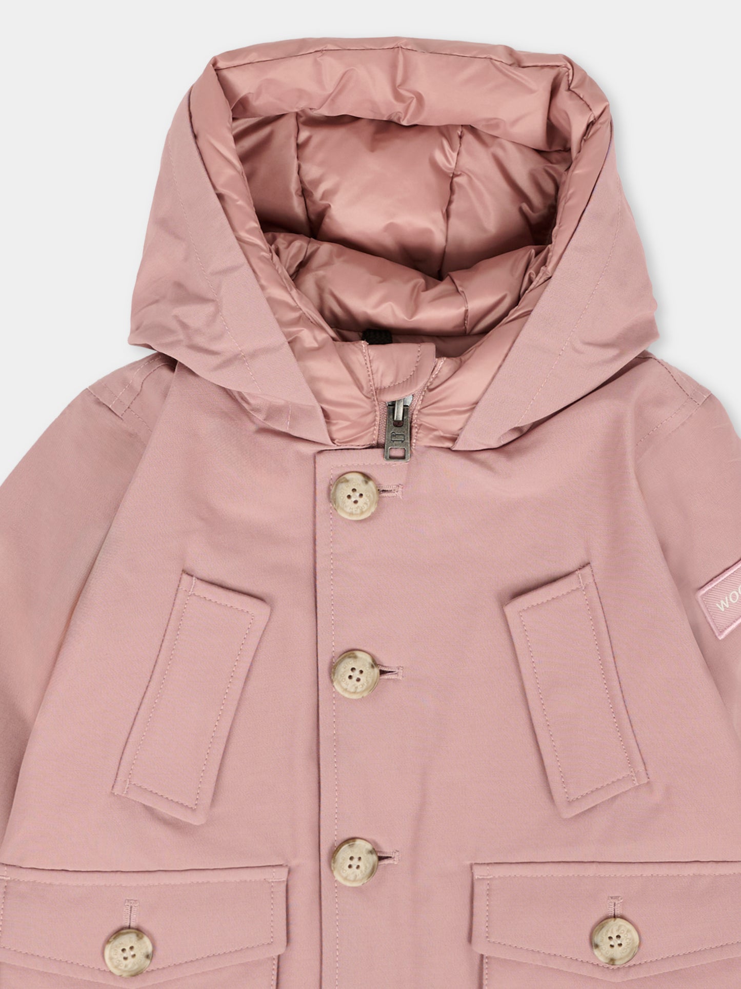 Parka rosa My First No Fur per neonata con logo,Woolrich Kids,CFWKOU0484MRUT0641 - UT0641 - WDR