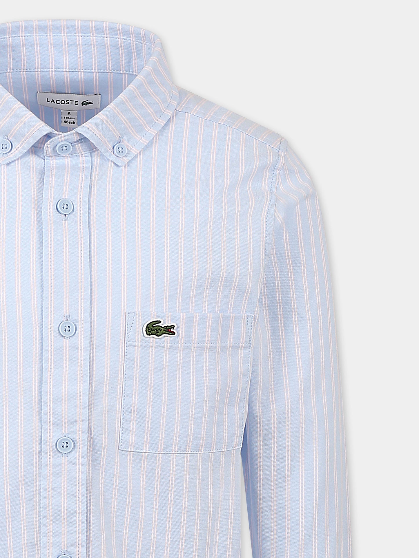 Camicia celeste per bambini con coccodrillo,Lacoste,CJ5201 191