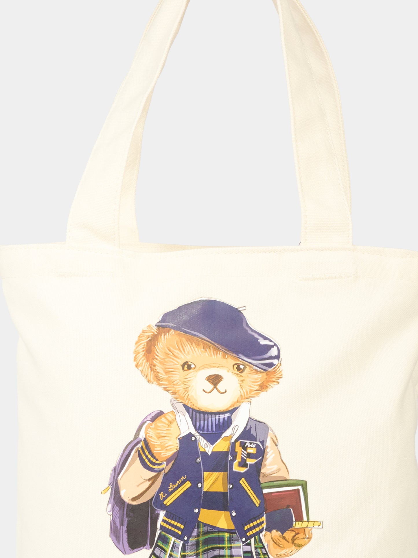 Borsa avorio per bambina con Polo Bear,Ralph Lauren Kids,9AR021 J9G