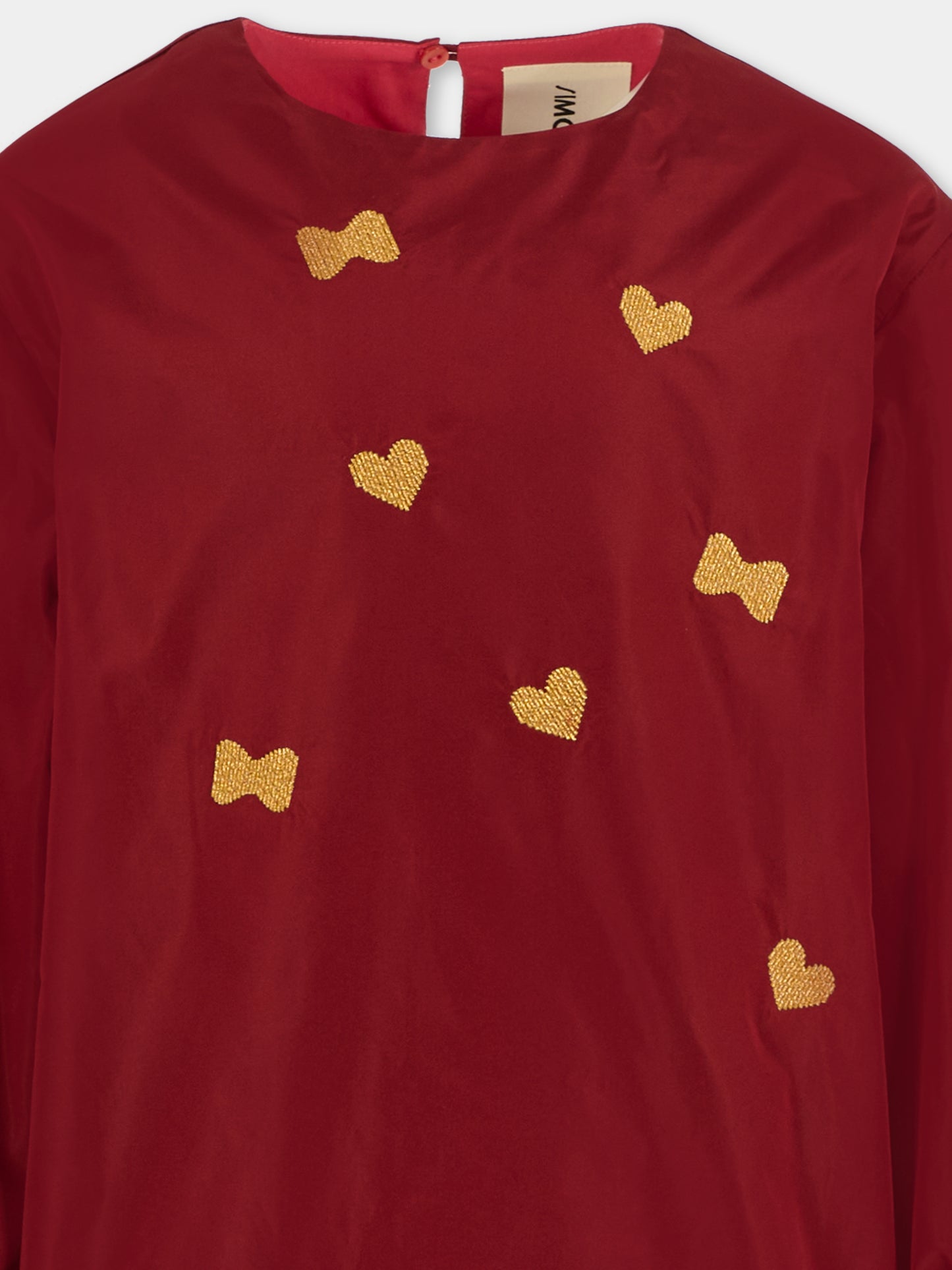 Vestito bordeaux per bambina con cuori,Simonetta,SX1A70 S0049 418