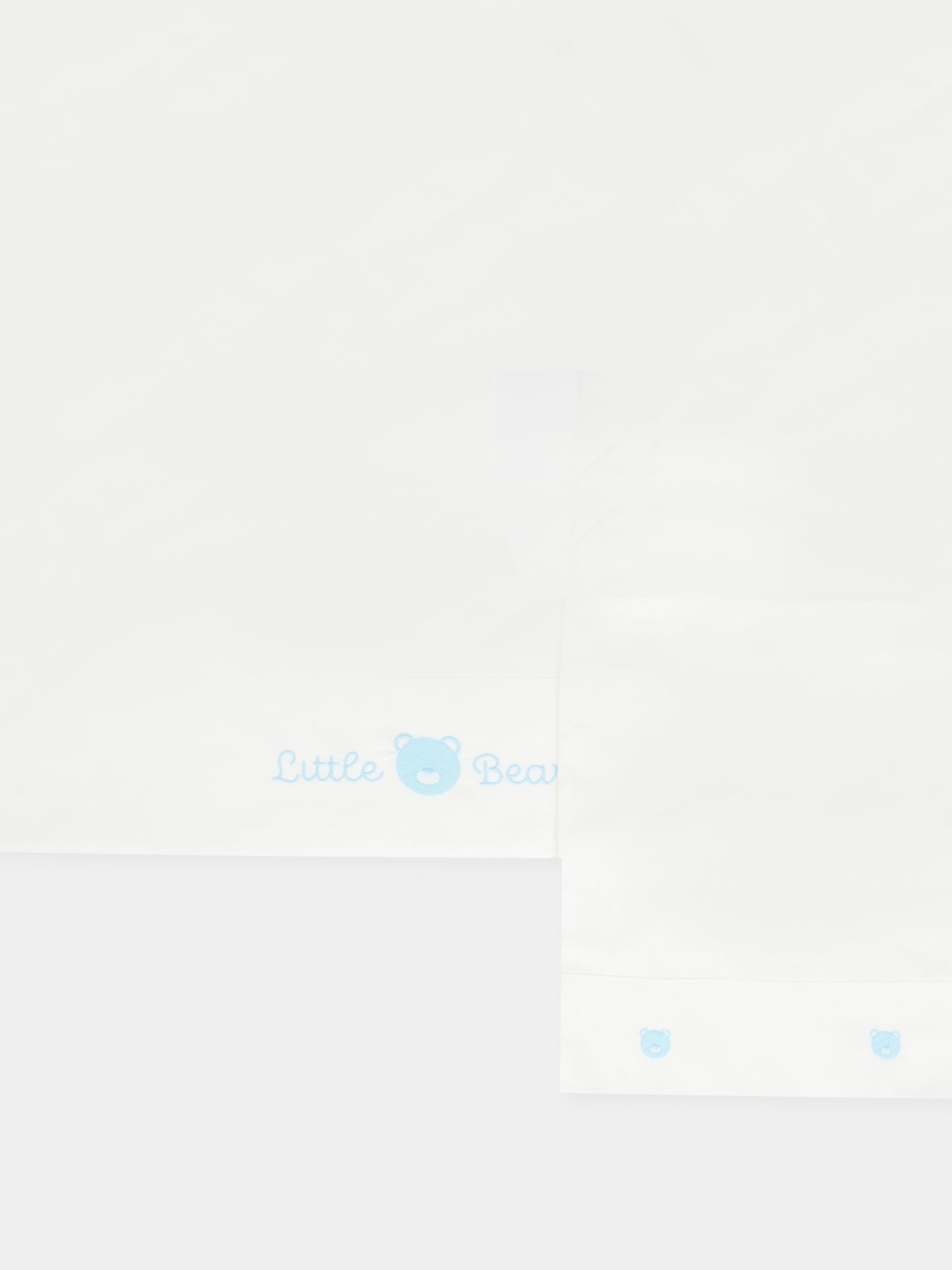 Set lenzuola bianco per neonato con orsetto e logo,Little Bear,2044 LATTE/CIELO