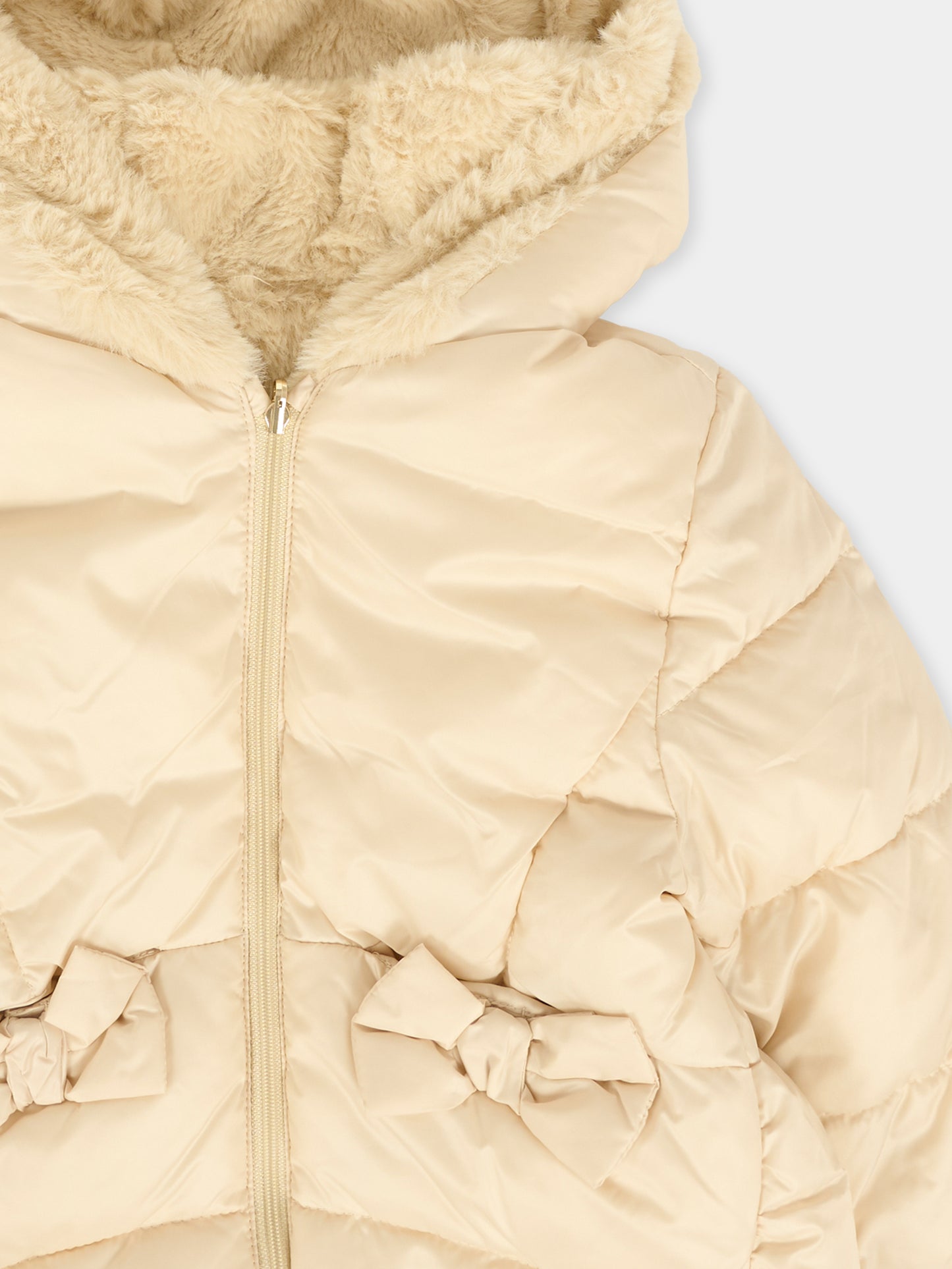 Piumino beige per neonata con fiocco,Mayoral,2435 080