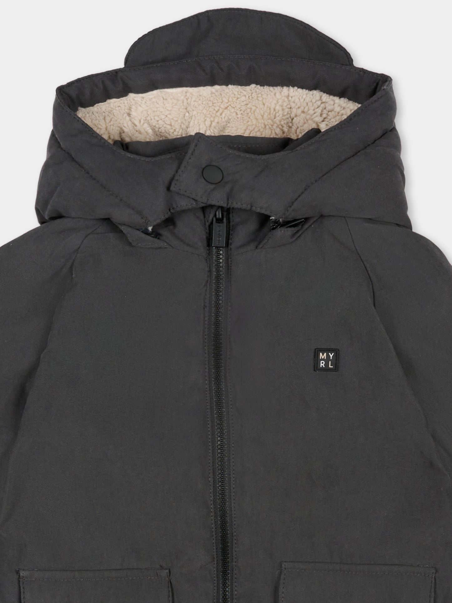 Piumino grigio per neonato con logo,Mayoral,2421 044