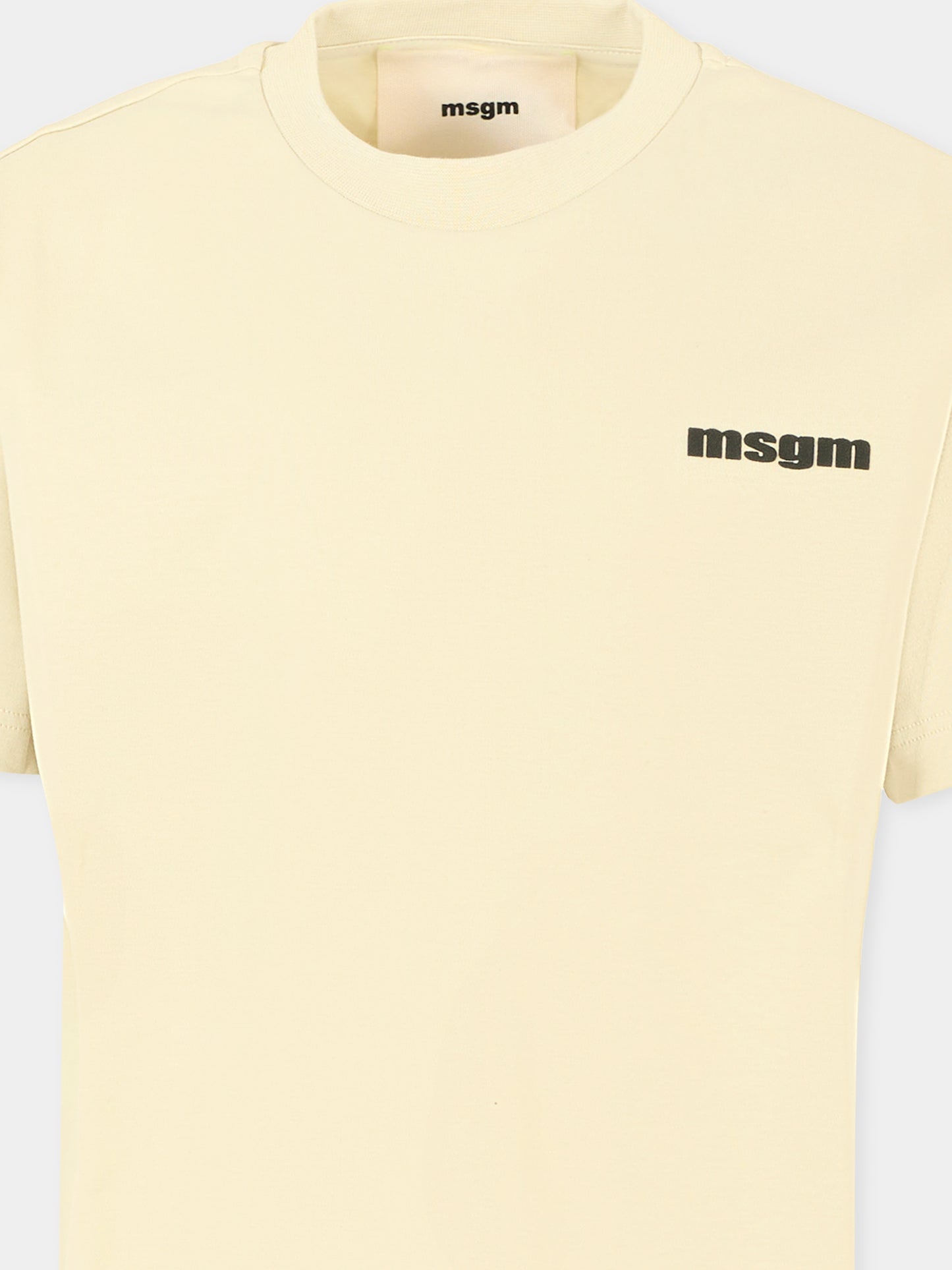 T-shirt beige per bambina con logo nero,Msgm Kids,F5MSJUTH056 MS041