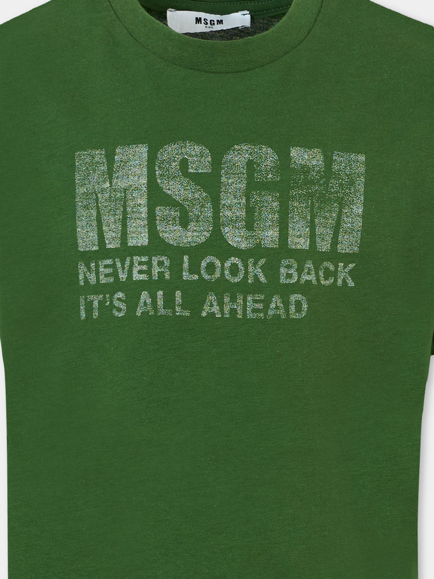 T-shirt verde alla per bambini con logo,Msgm Kids,F5MSJUTH087 MS039