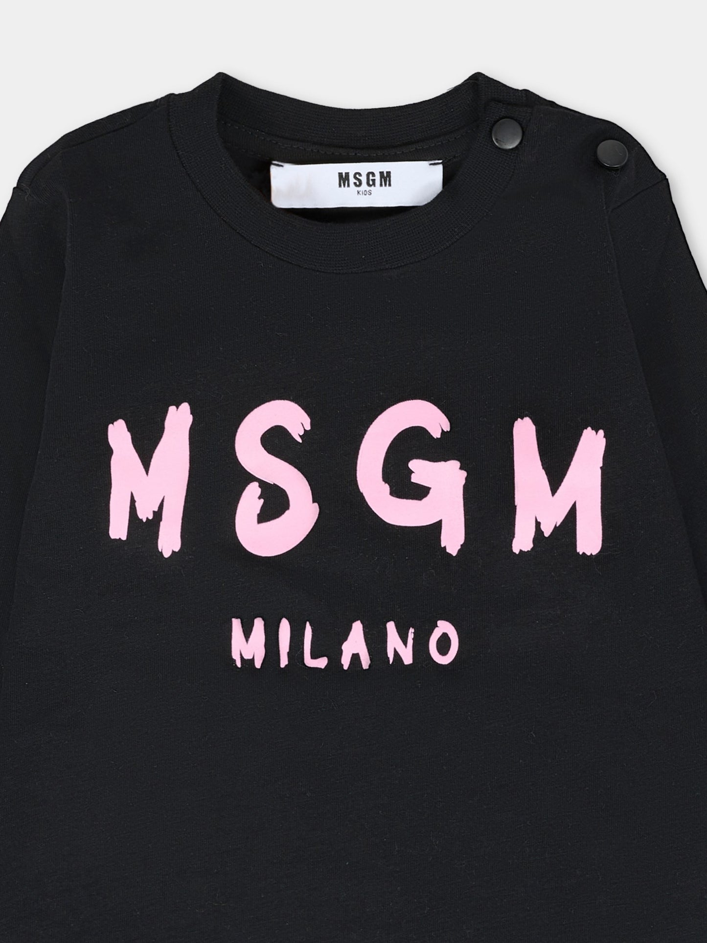 T-shirt nera per neonata con logo,Msgm Kids,F5MSUNTH283 110/83