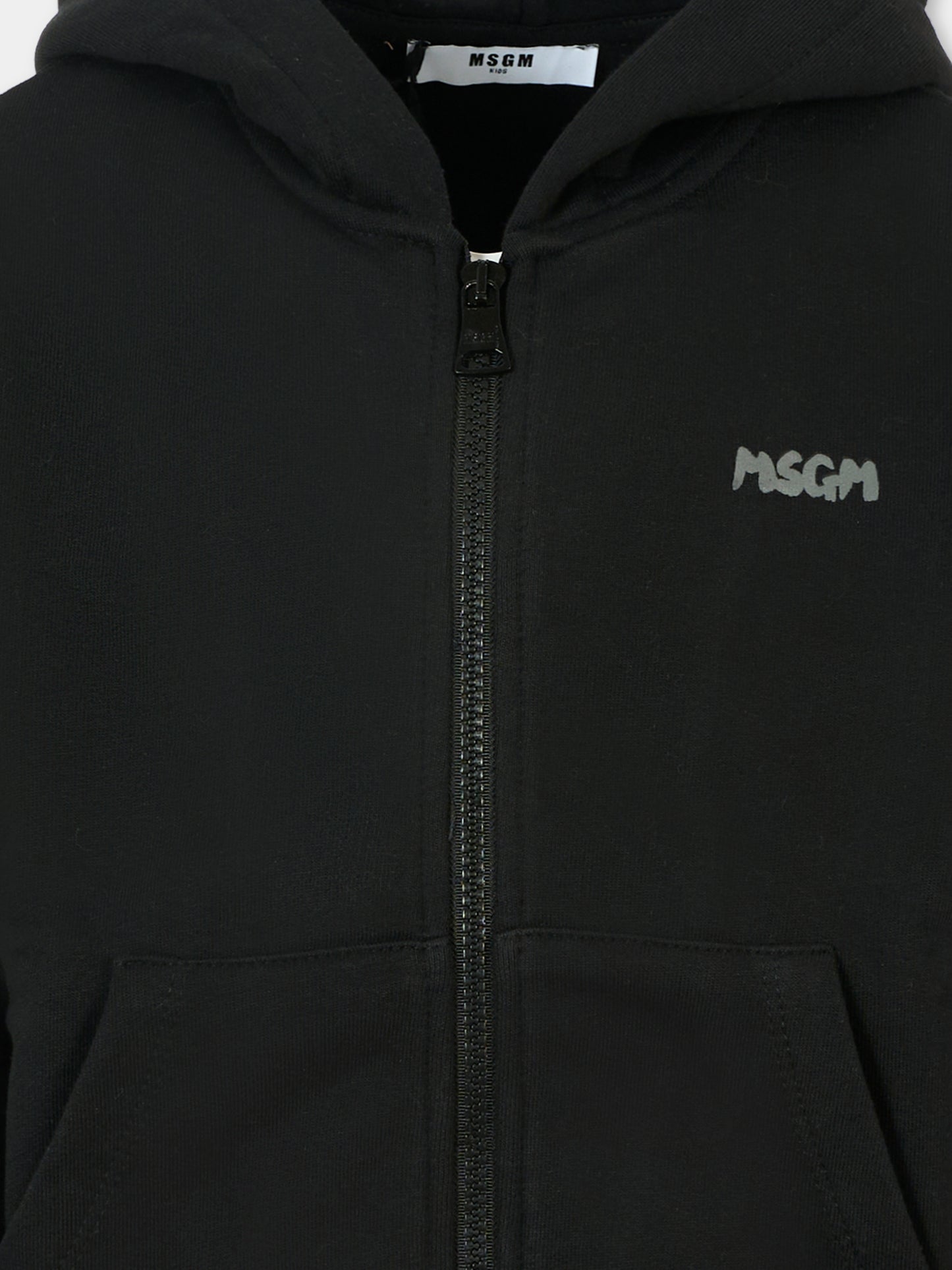 Felpa nera per bambini con logo grigio,Msgm Kids,F5MSJUZH002 110