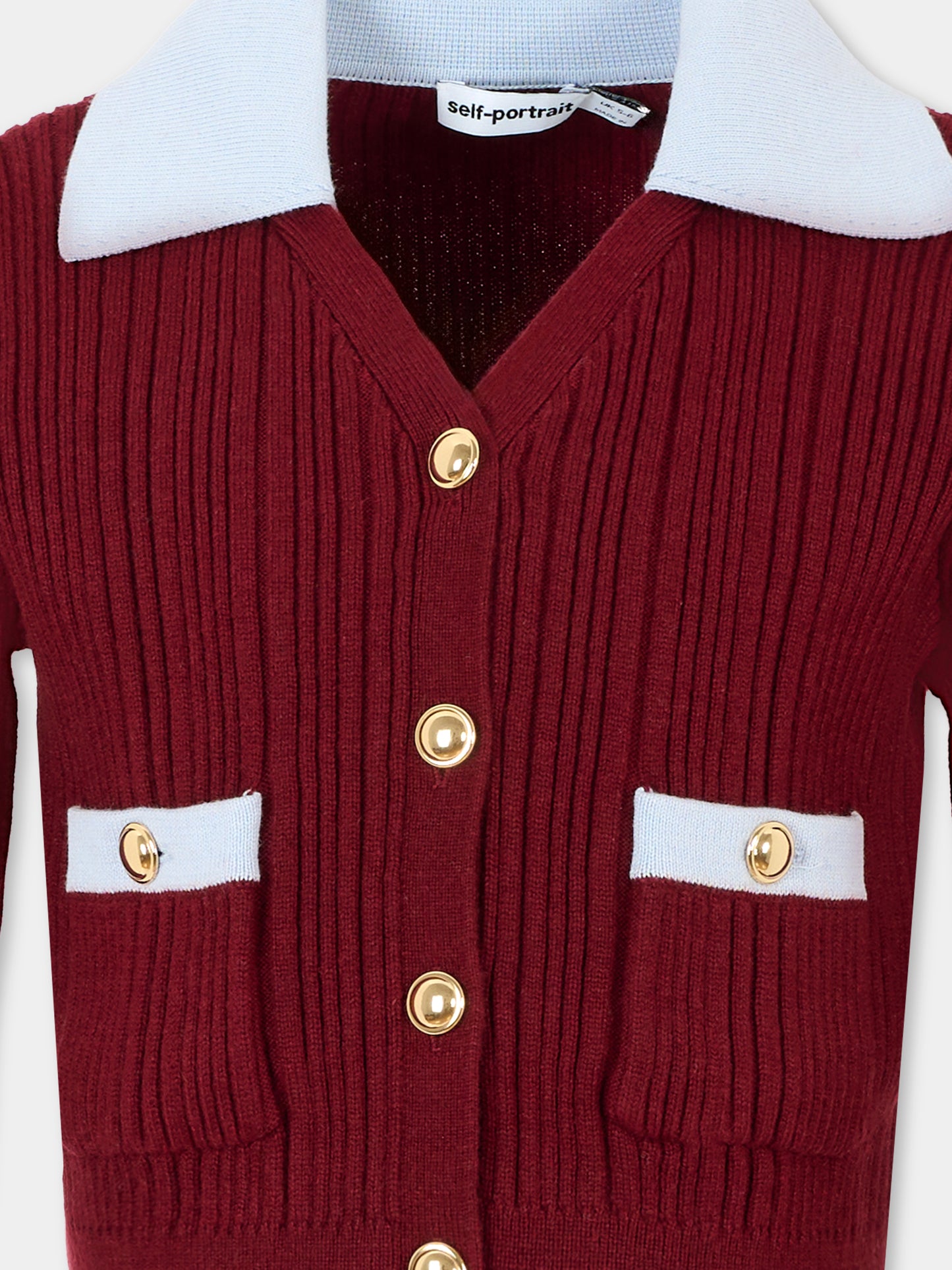 Cardigan bordeaux per bambina,Self-portrait,AW25-700T-BU