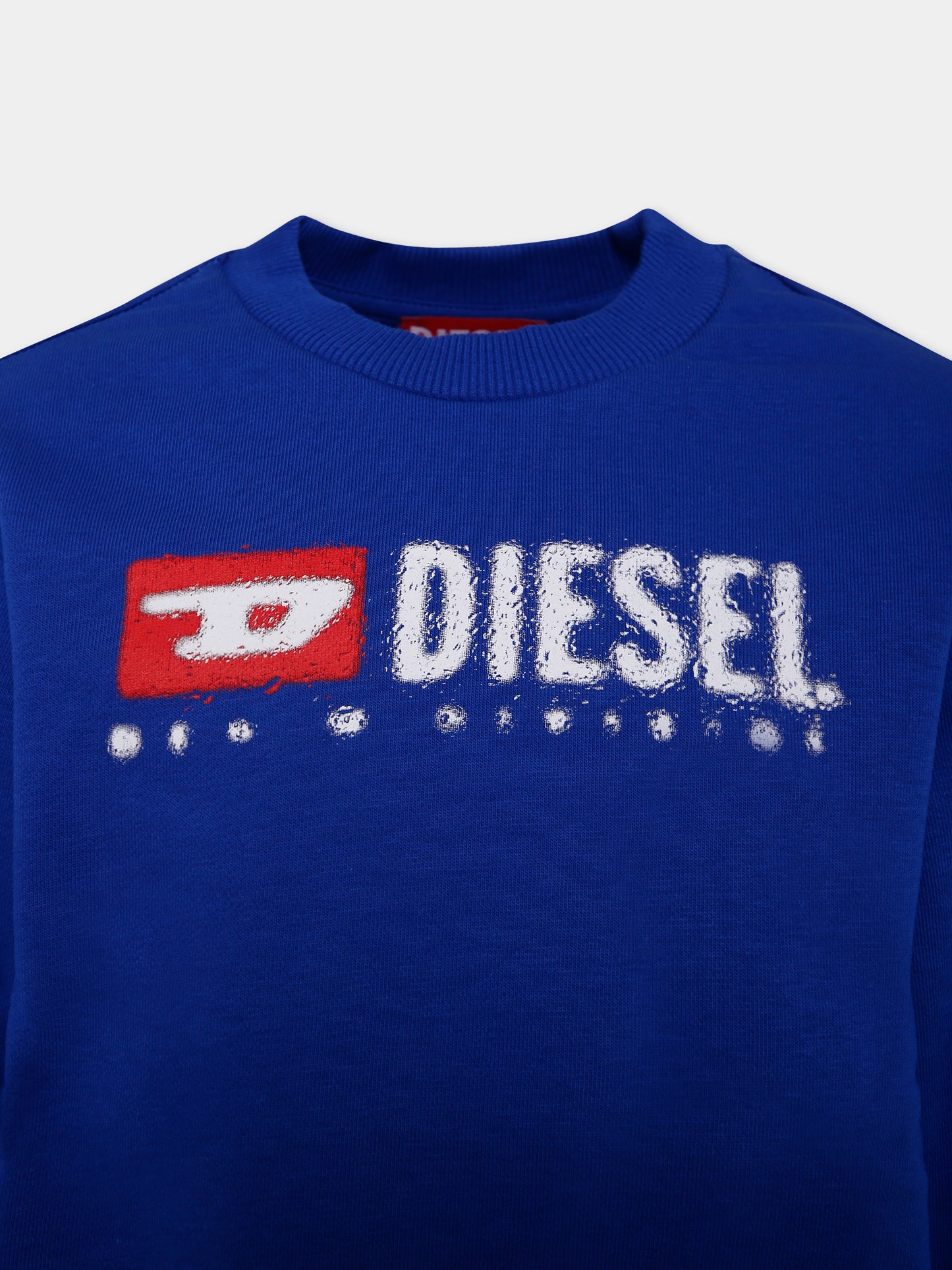 Felpa blu per bambino con logo,Diesel,J02483-KYAZ3-K89G