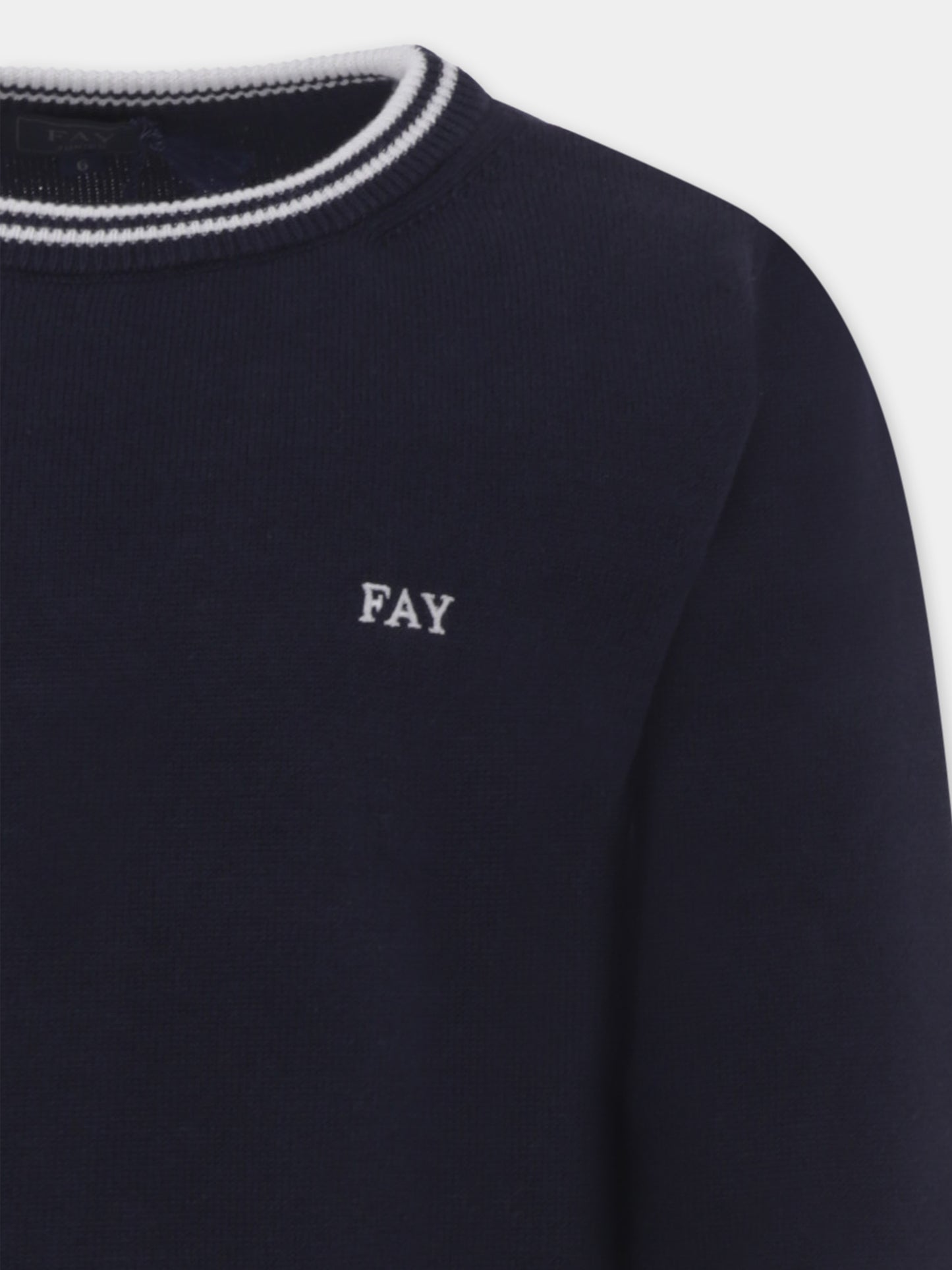 Maglione blu for boy with logo,Fay Kids,FU9P30 Z1376 635BC