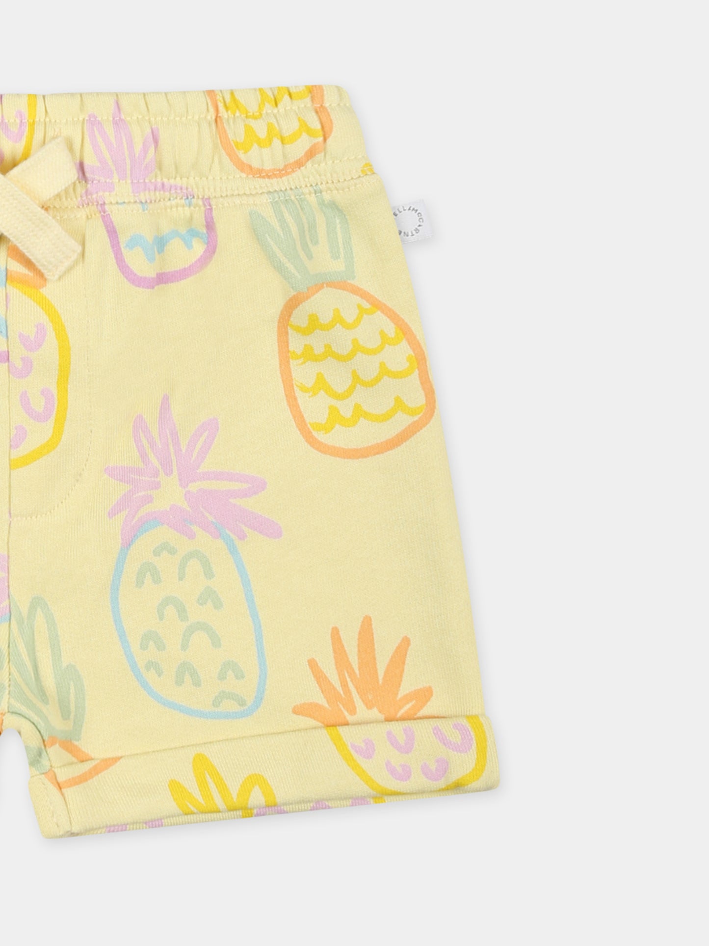 Shorts gialli per neonata con ananas all over,Stella Mccartney Kids,TU6019 Z1633 229MC
