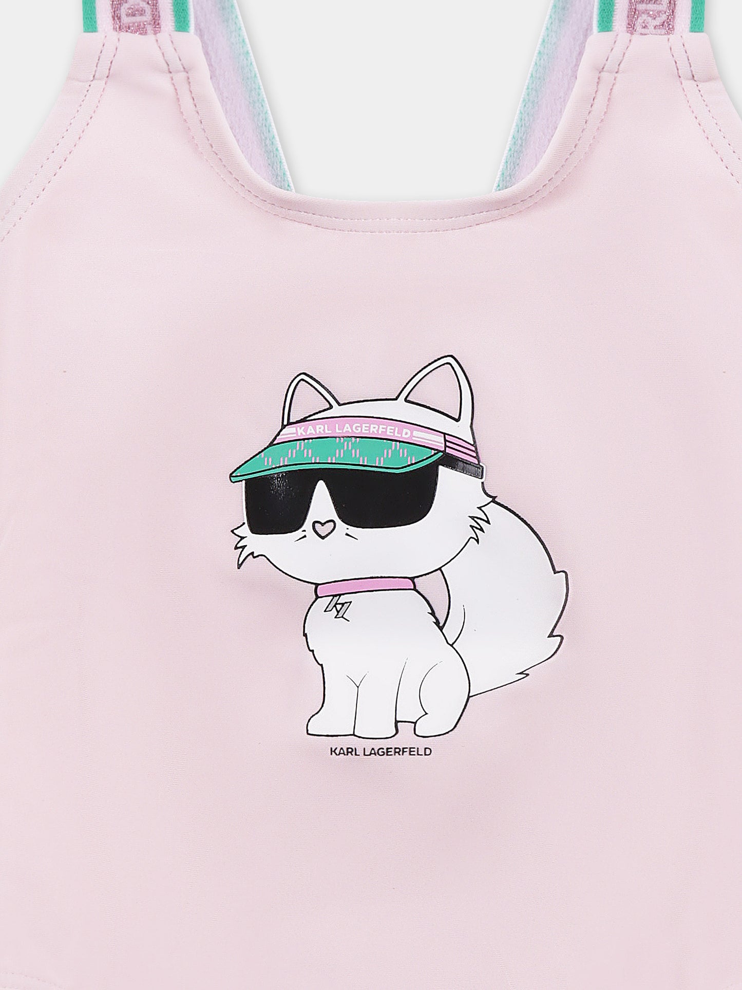 Pink swimsuit for baby girl with Choupette