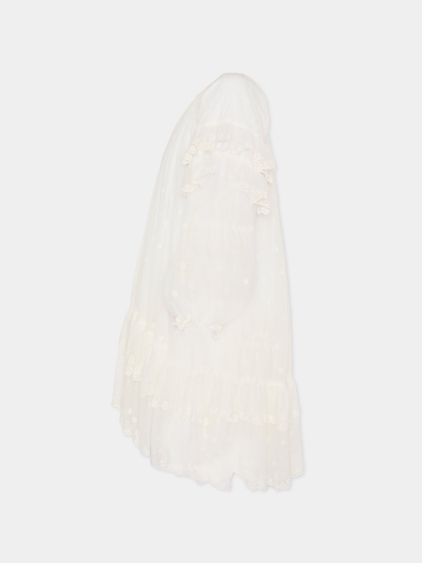 Vestito avorio per bambina con fiori ricamati,Chloé Kids,C20612 117