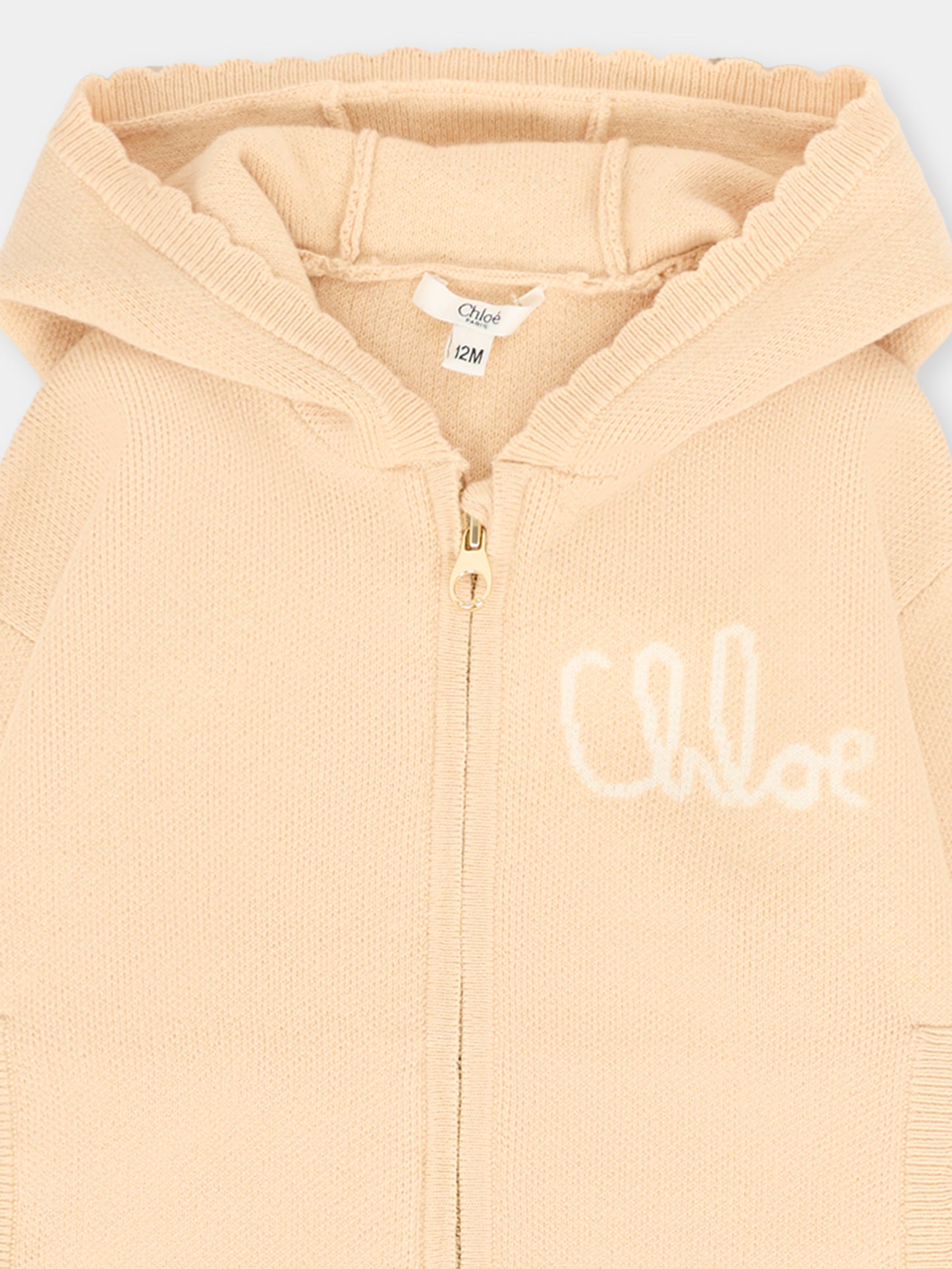 Completo beige per neonata con logo,Chloé Kids,C20721 257