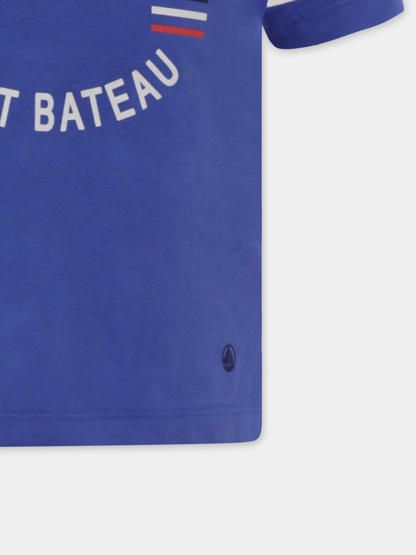 T-shirt blu per bambino con logo e scritta,Petit Bateau,A0BIK 01
