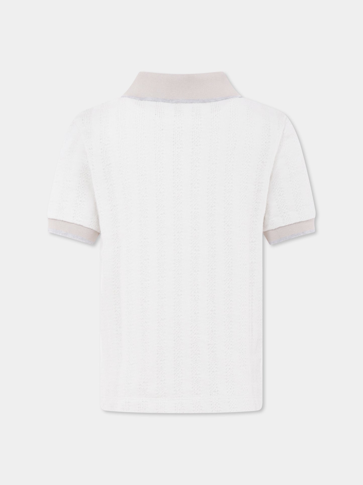 Ivory polo shirt for boy with logo