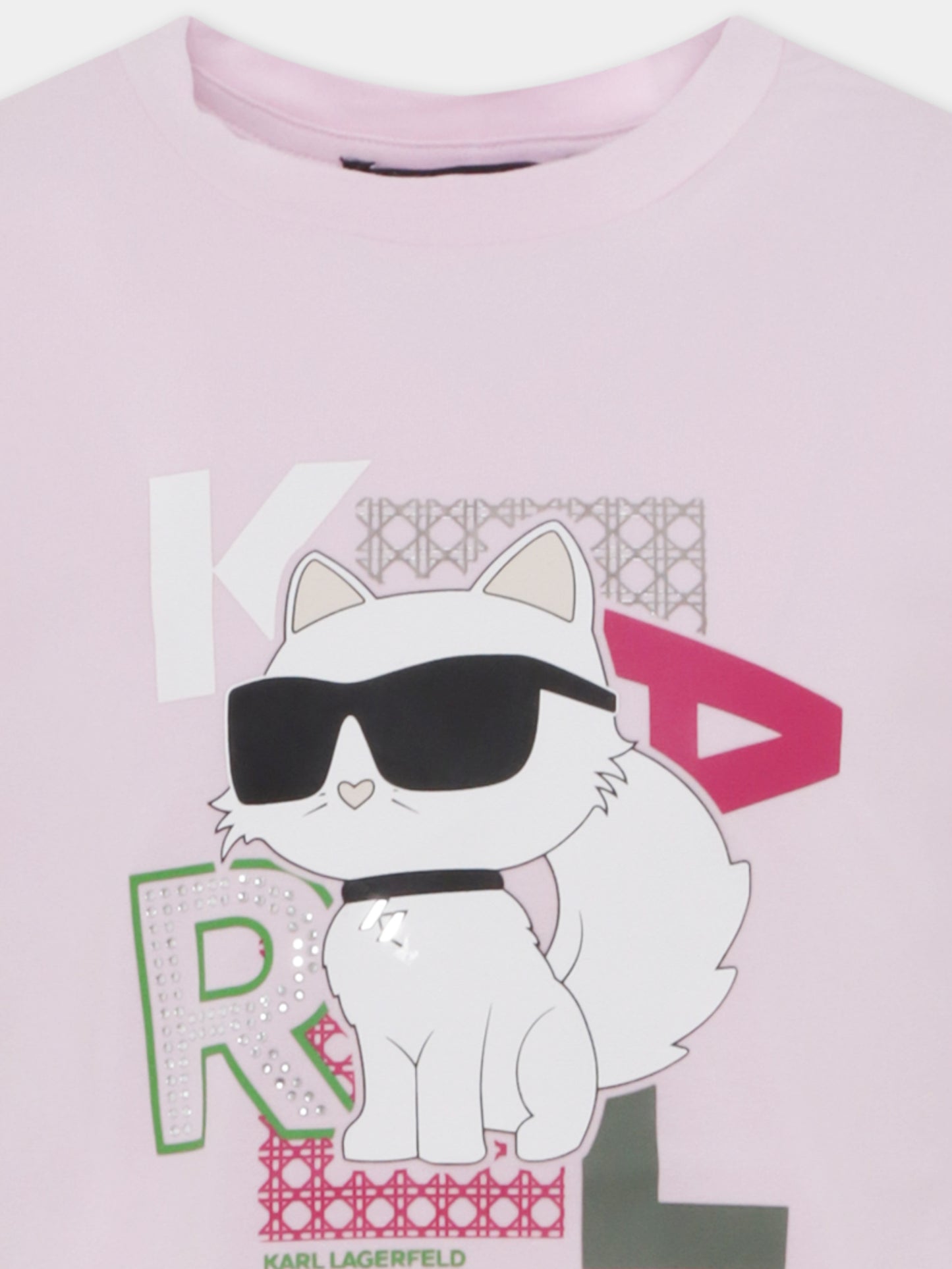 T-shirt rosa per bambina con Choupette,Karl Lagerfeld Kids,Z30491 46P