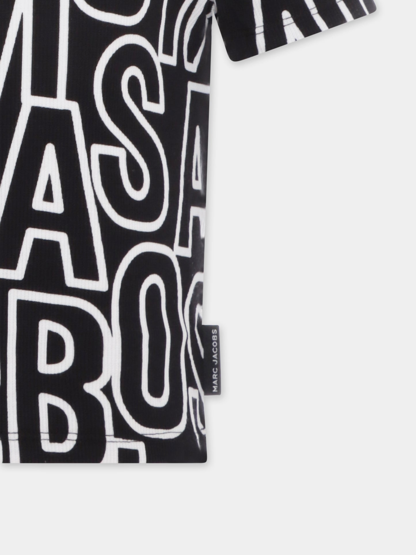 T-shirt nera per bambini con logo all over,Marc Jacobs,W60462 09B