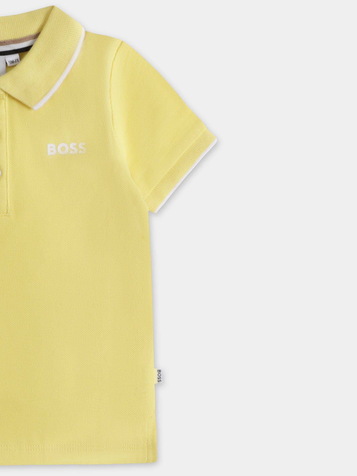 Yellow polo shirt for baby boy with logo