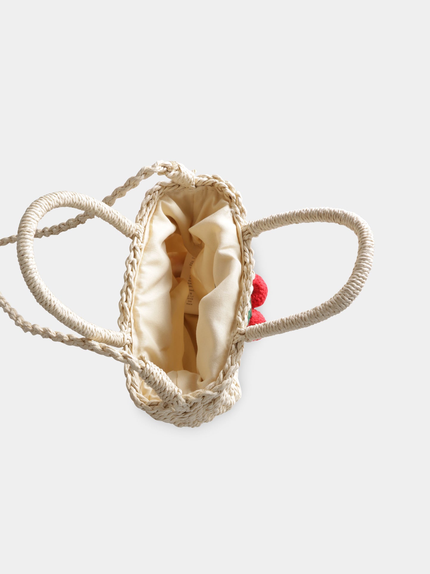 Beige bag for girl with cherries