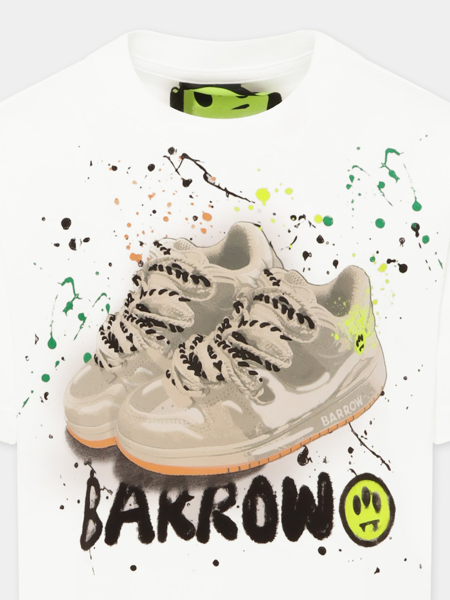 T-shirt nera per bambini con stampa sneakers e logo,Barrow,S5BKJUTH201 002