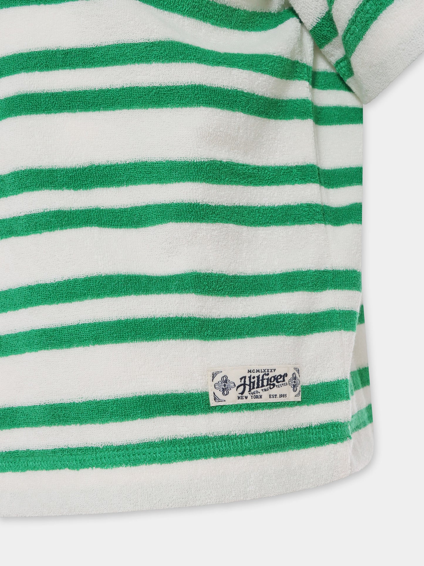 T-shirt verde per bambino con bandierina,Tommy Hilfiger Junior,25S THKB0KB09575J KB0KB09575 YBH