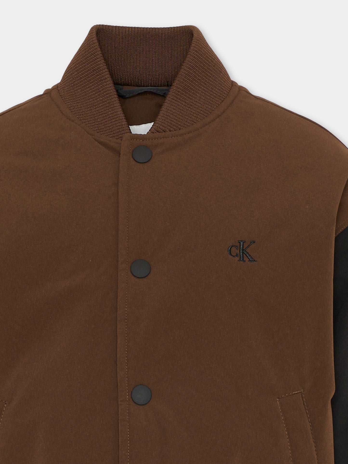 Bomber marrone per bambino con logo,Calvin Klein Kids,IB0IB02629 GV0