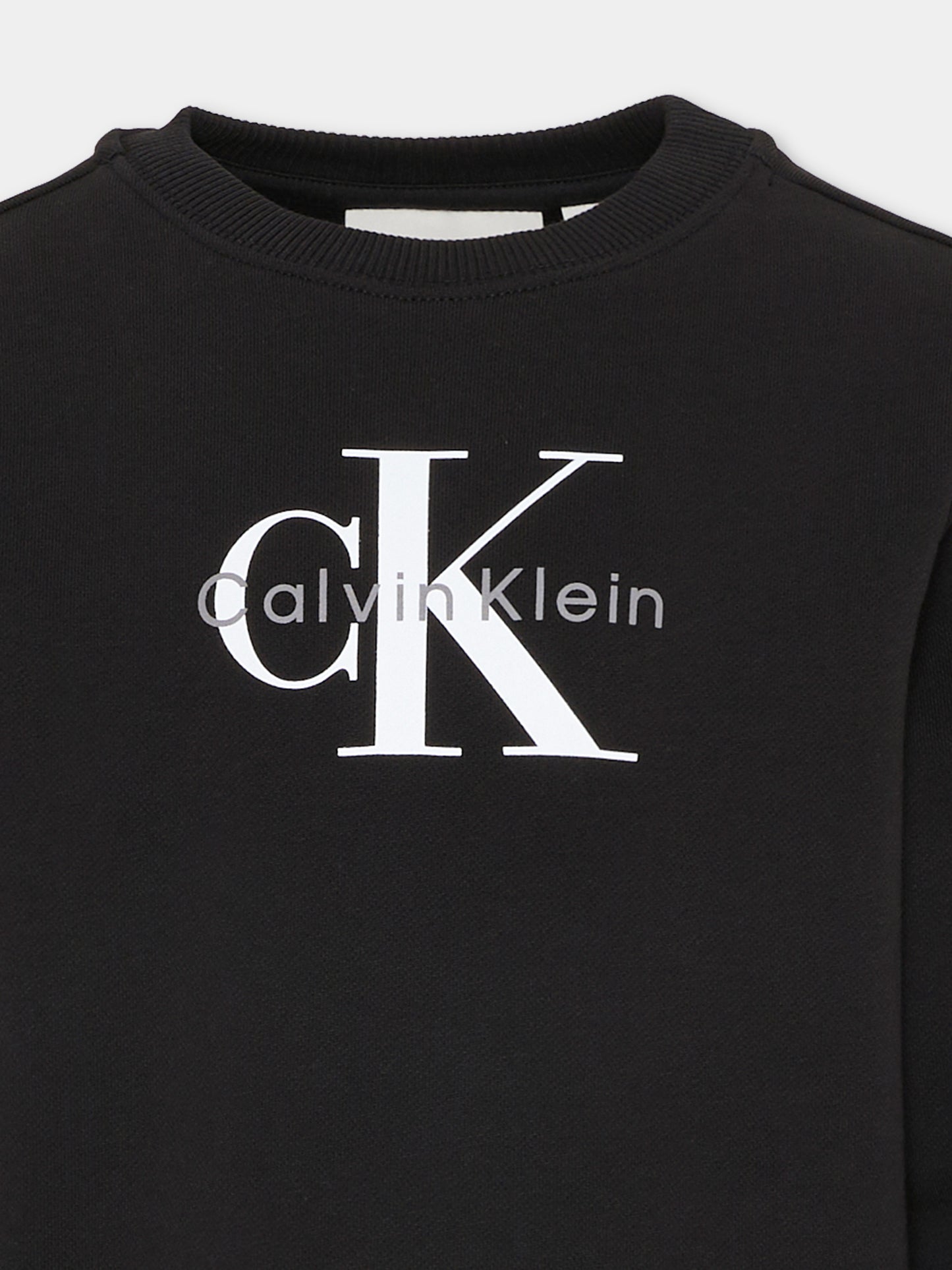 Felpa nera per bambini con logo,Calvin Klein Kids,IU0IU00714 BEH