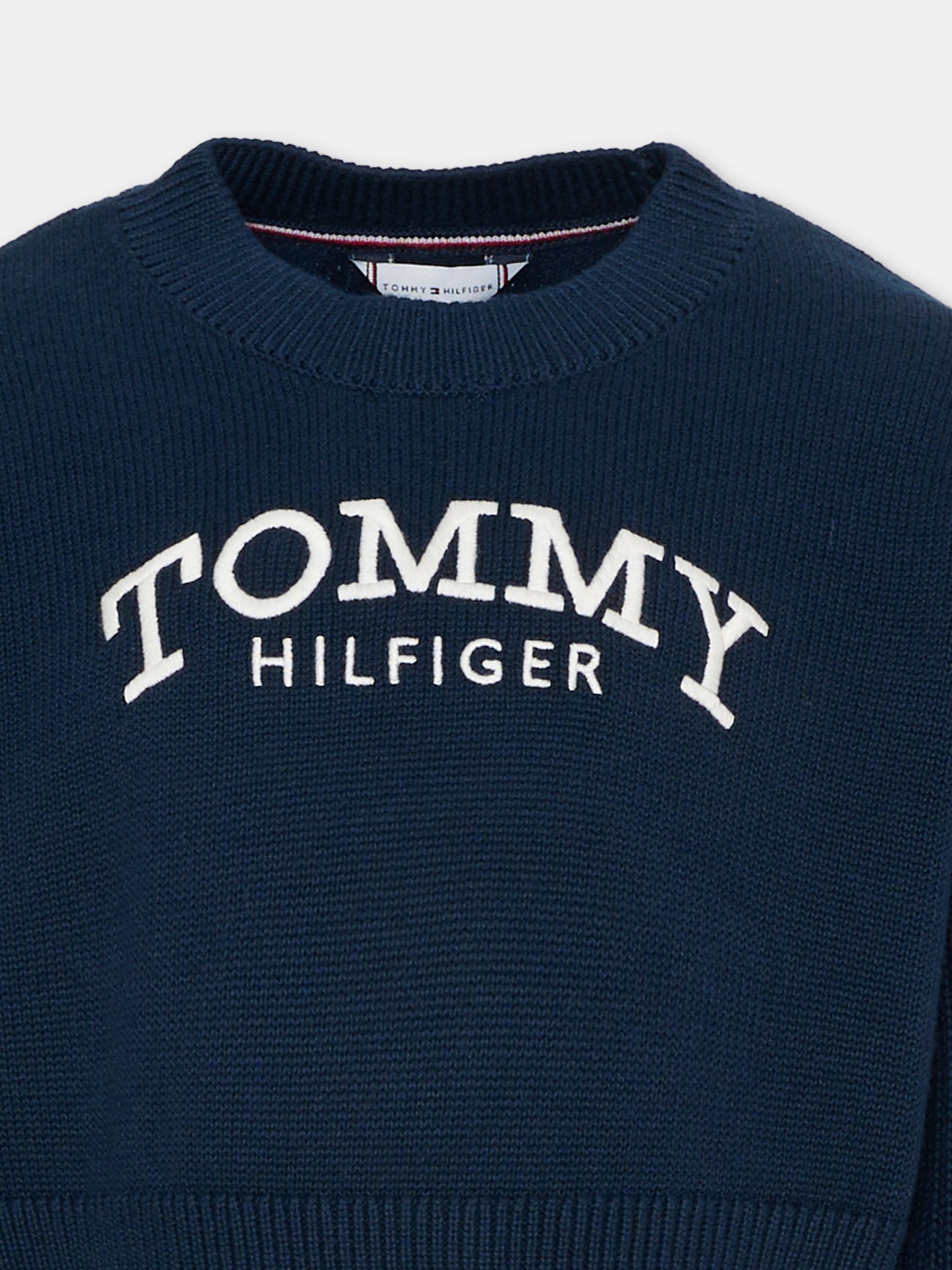 Maglione blu per bambina con logo,Tommy Hilfiger Junior,KG0KG08921 C1G