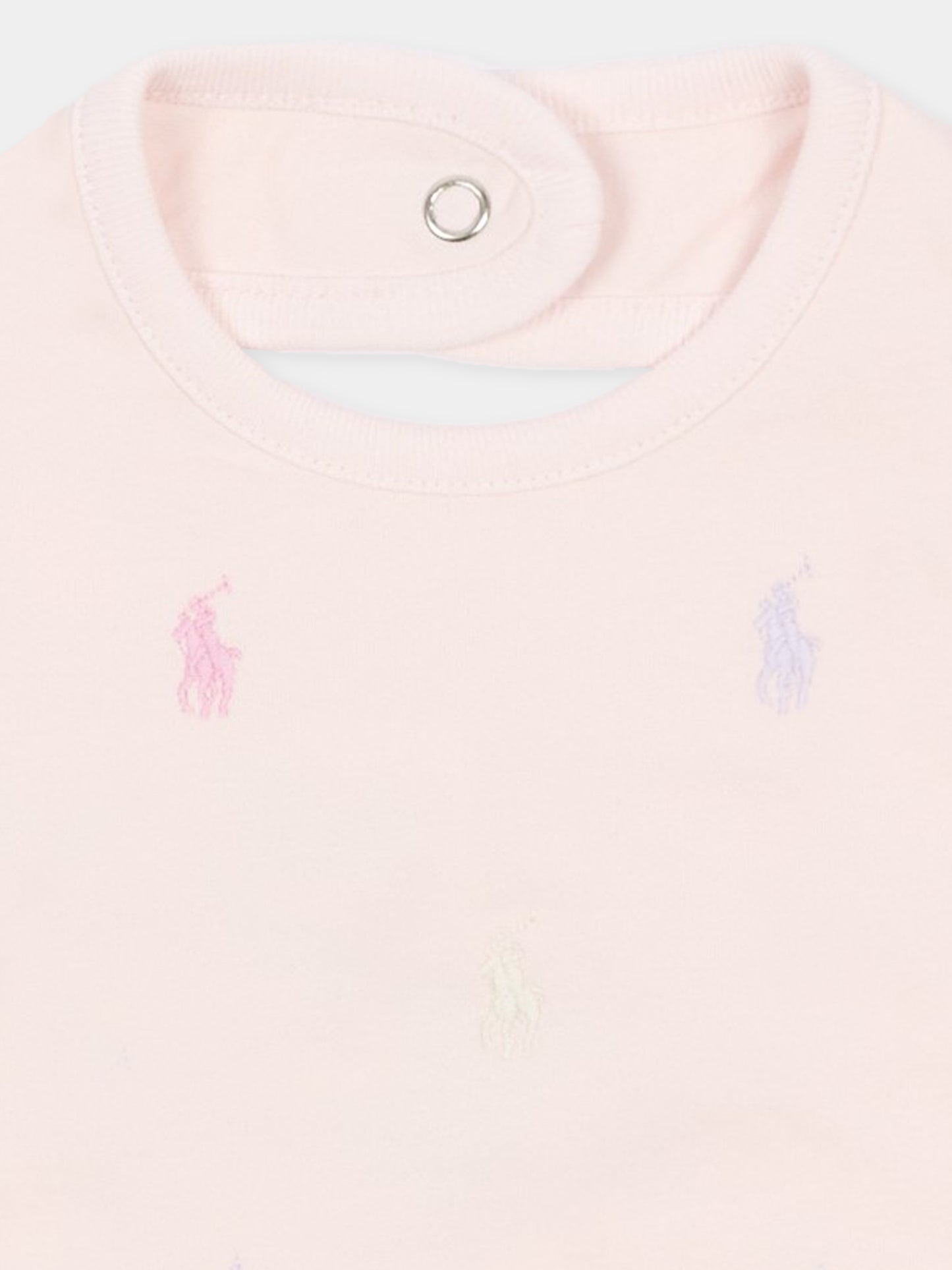 Bavaglino rosa per neonata con iconici cavallini,Ralph Lauren Kids,876689001