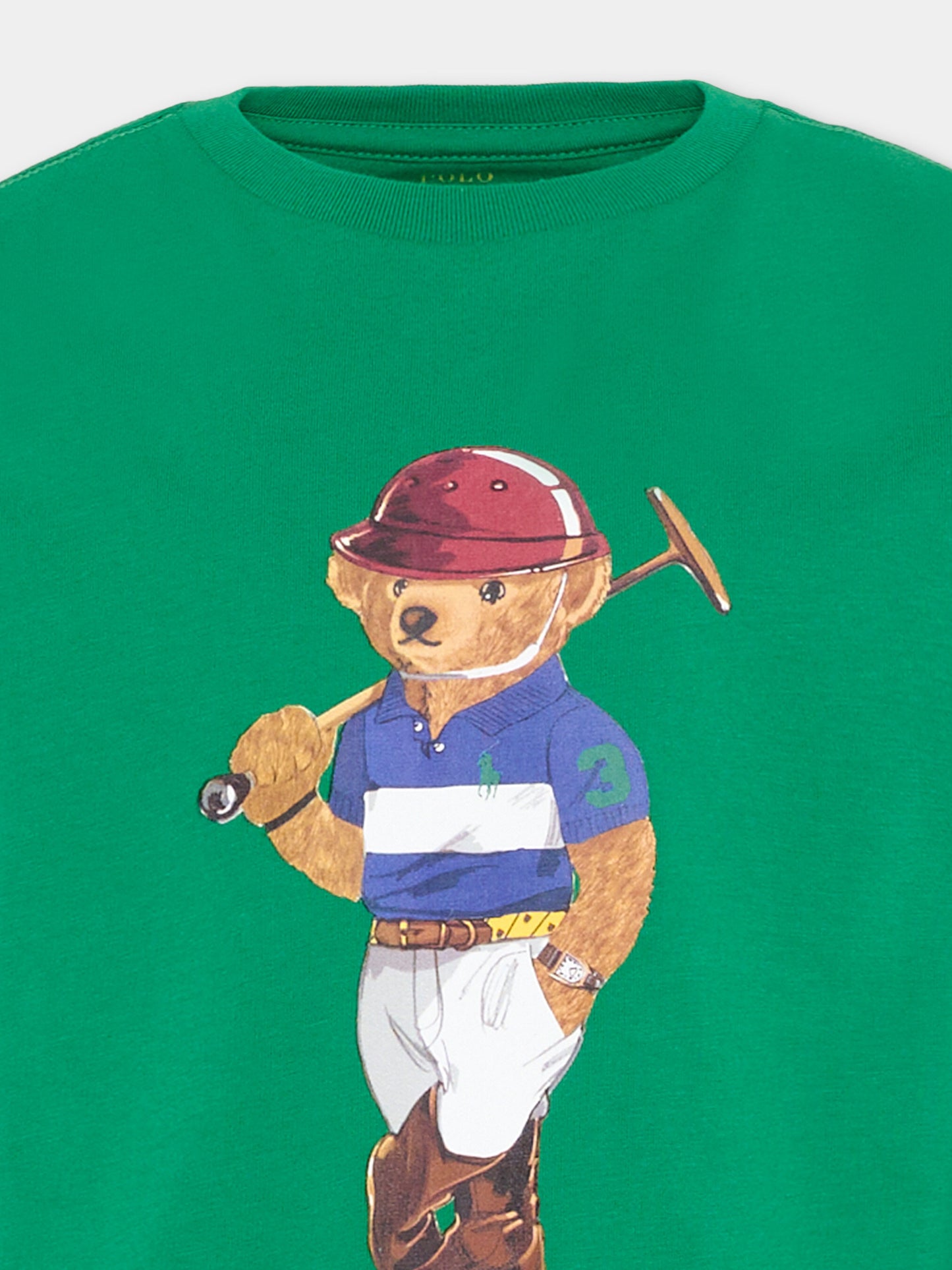 T-Shirt verde per bambino con Polo Bear,Ralph Lauren Kids,A96607001