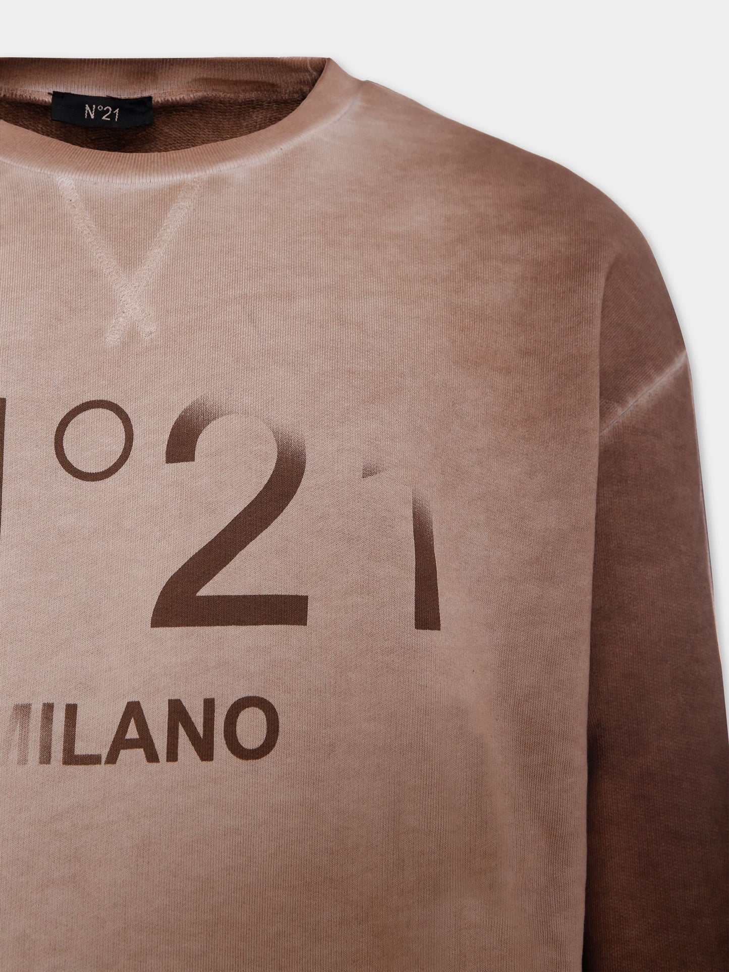 Felpa marrone per bambini con logo,N°21 Kids,N21970 N0373 0N717