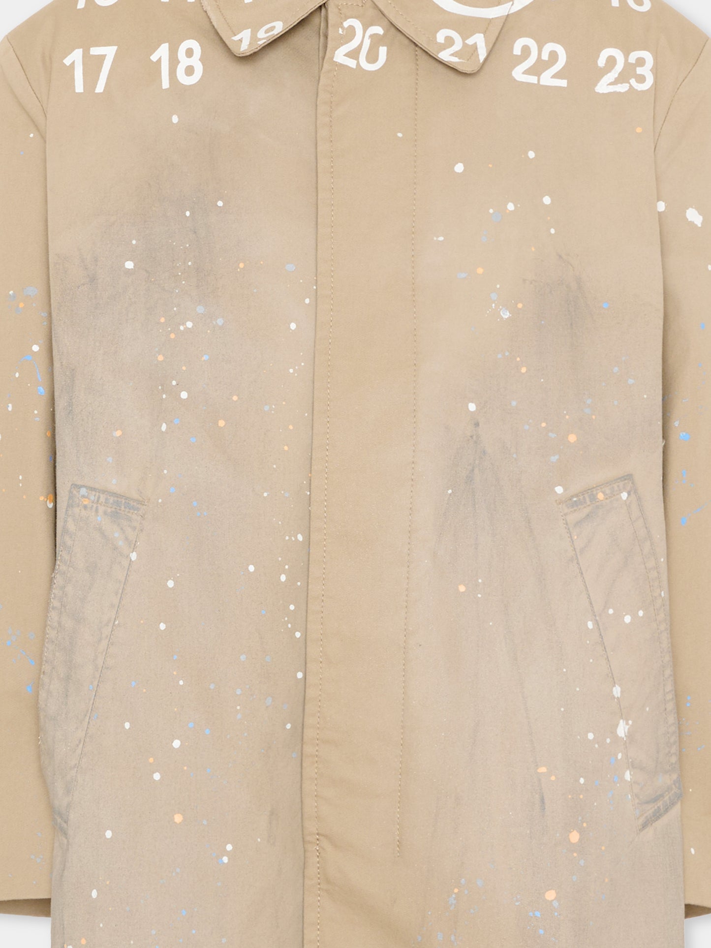 Trench beige per bambini con logo numerico,Mm6 Maison Margiela,M60928 MM07B M6709